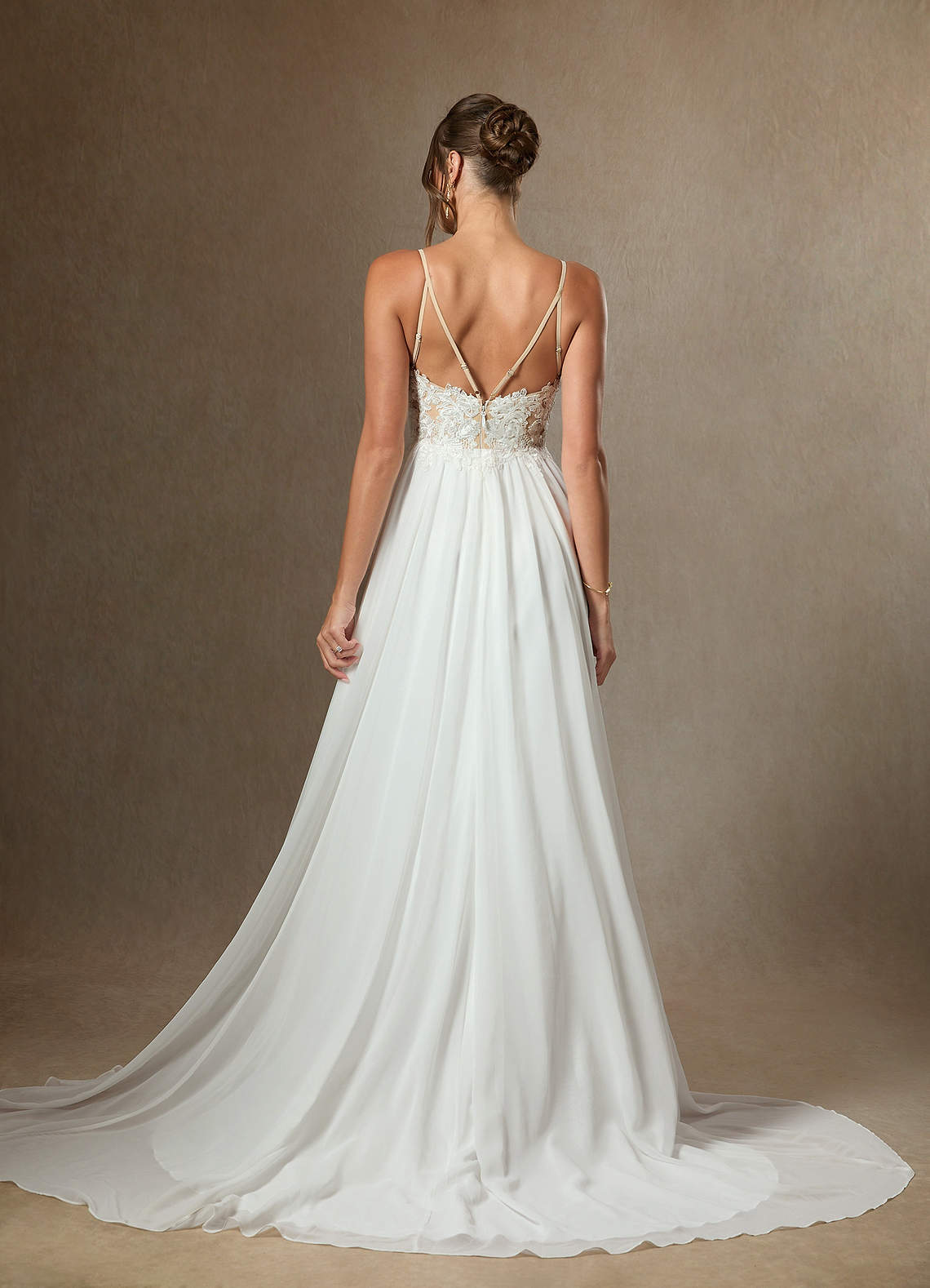 Azazie Gala Diamond White Champagne A-Line Lace Chiffon Dress | Azazie Azazie Gala Diamond White Champagne A-Line Lace Chiffon Dress | Azazie