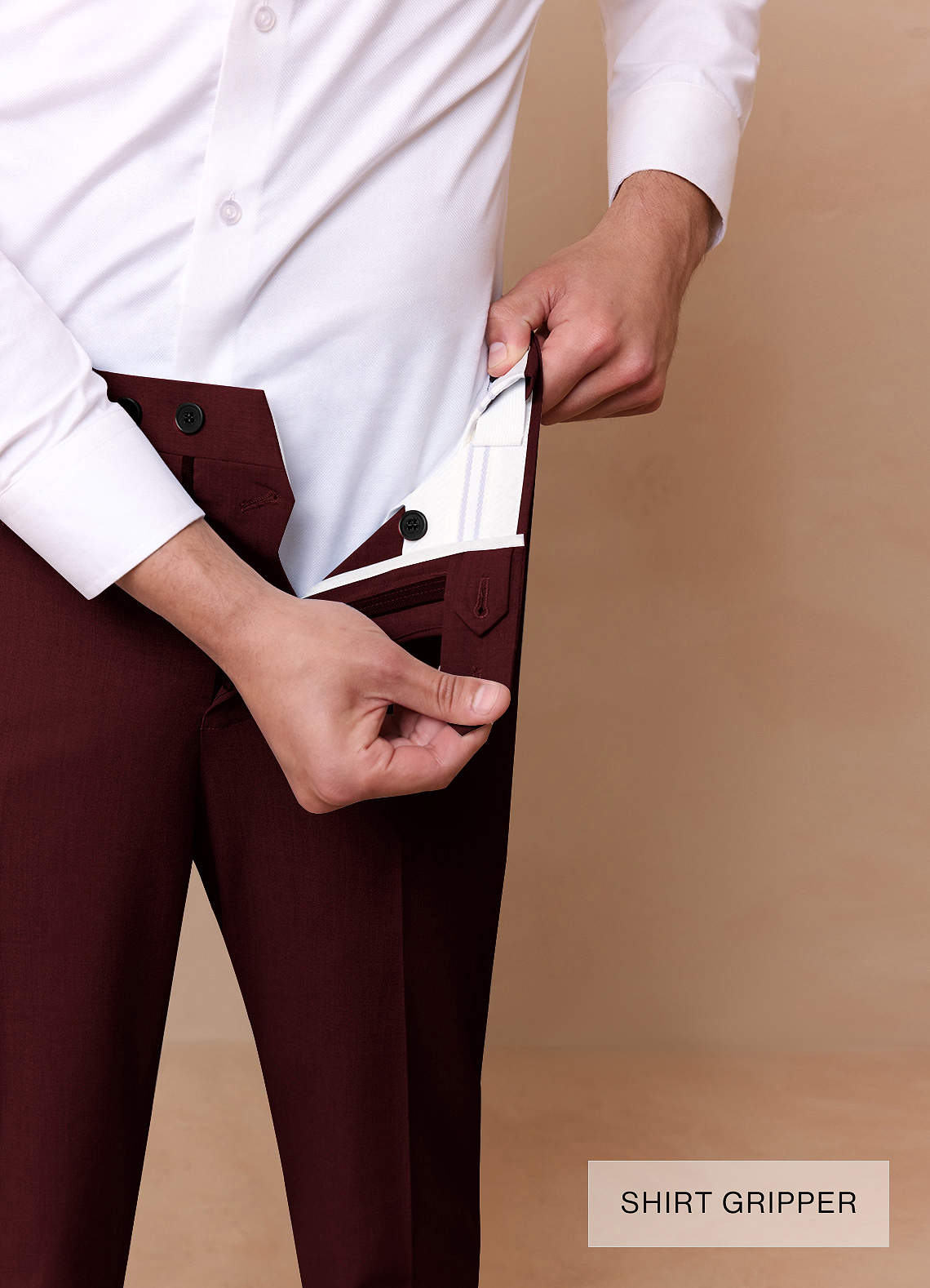 front Savile Burgundy Wool Blend 3-Piece Suit