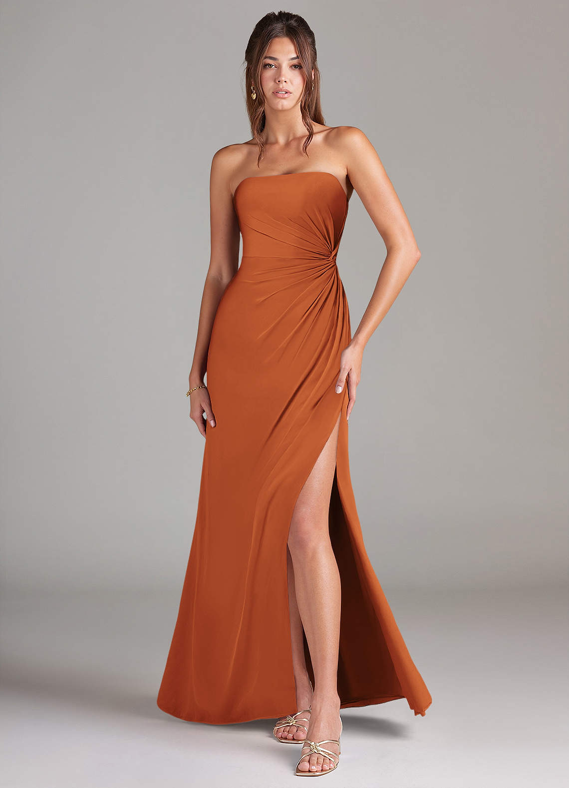 Azazie Aliani At-home Try On Dresses Agave Sheath Strapless Chiffon Convertible Dress image1