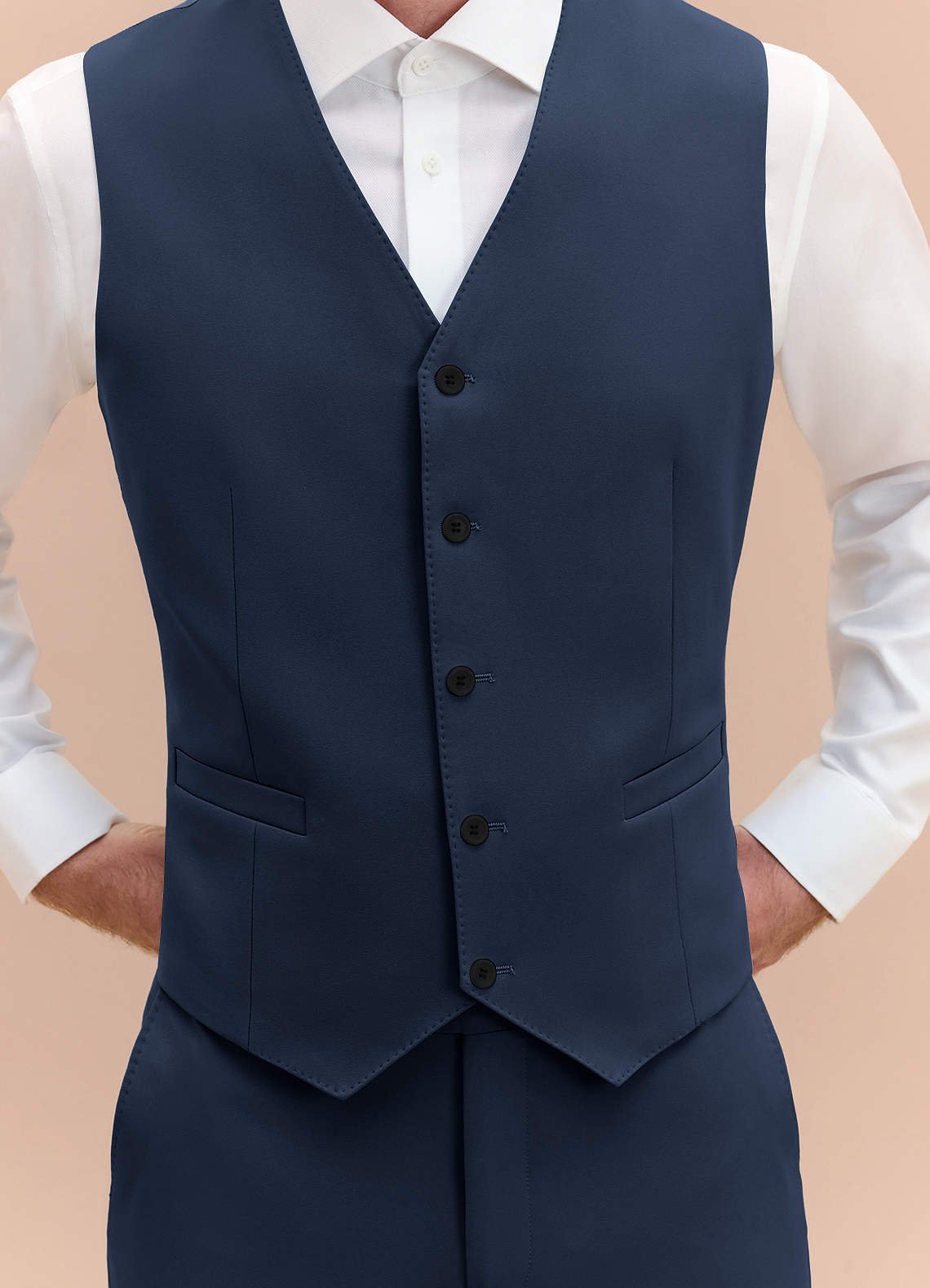 front James Dark Navy Structured Stretch Suit Vest