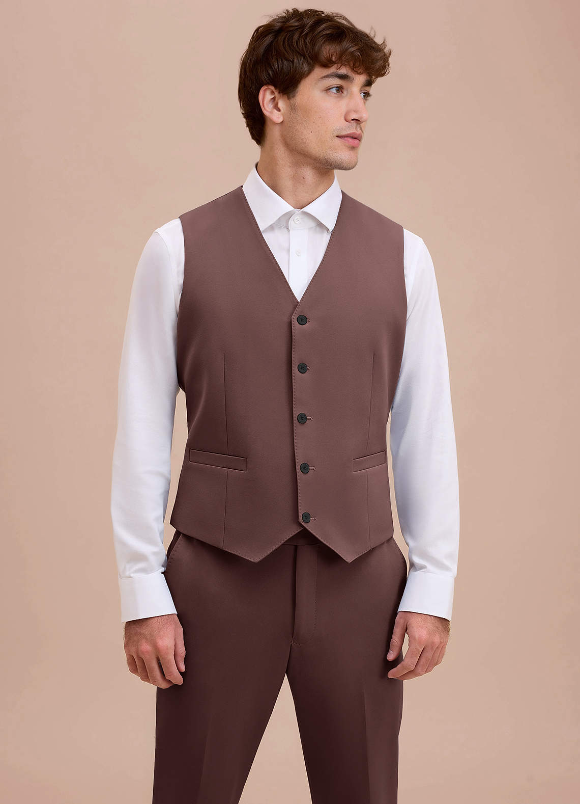 front Ethan Espresso Refined Weave Suit Vest