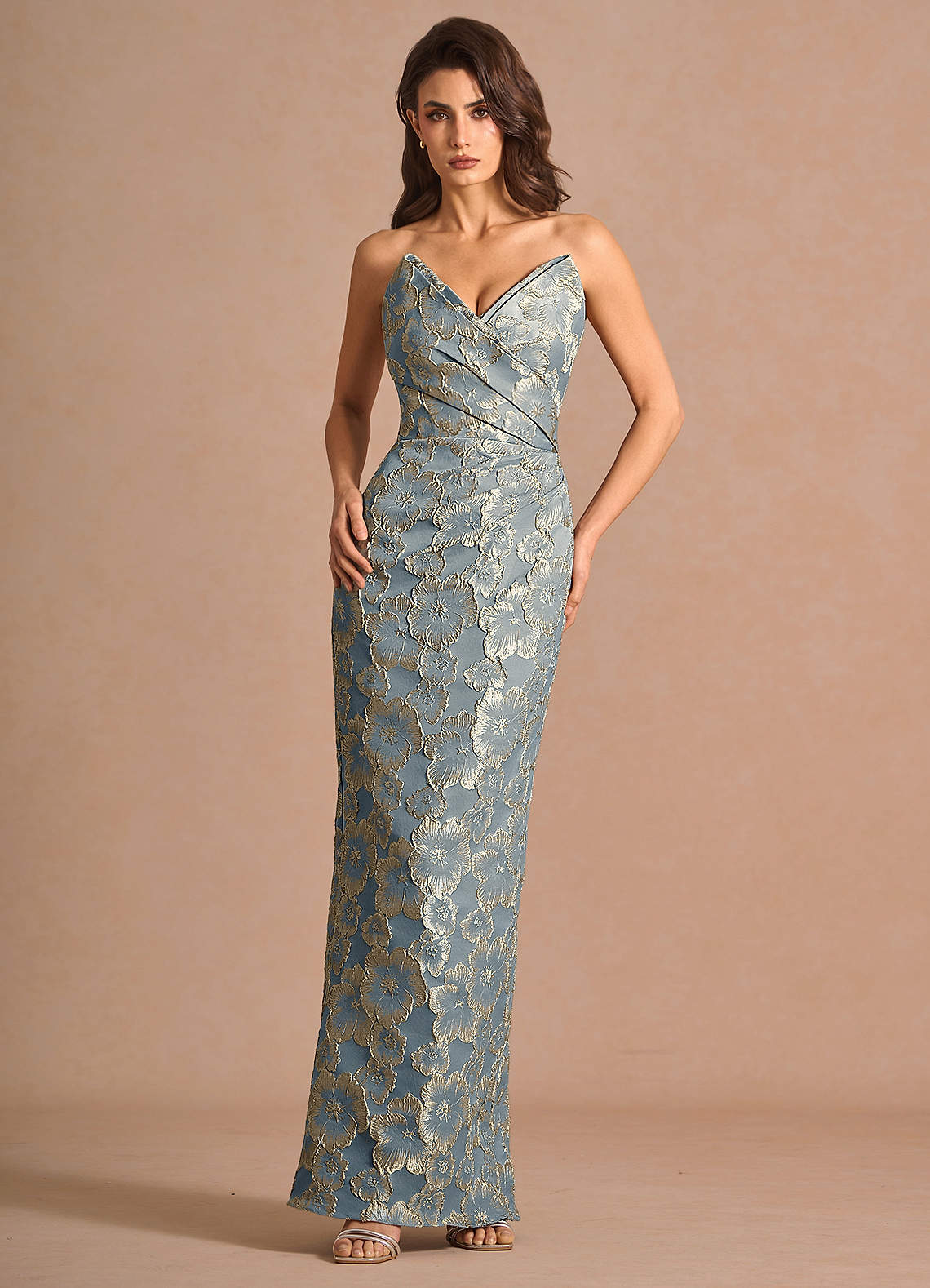 lake blue bridesmaid dresses Wedtrend Women Lake Blue A Line Wedding Guest Dress 3D Flower Halter  Ruffled Midi Party Dress – WEDTREND main image 1