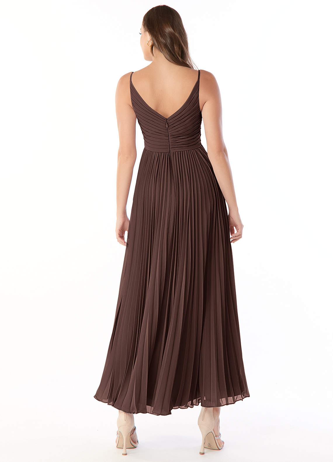 Azazie Raychelle Vestidos de madrinha de casamento Vestido Ganache de Chiffon de Linha A com Plissado image2