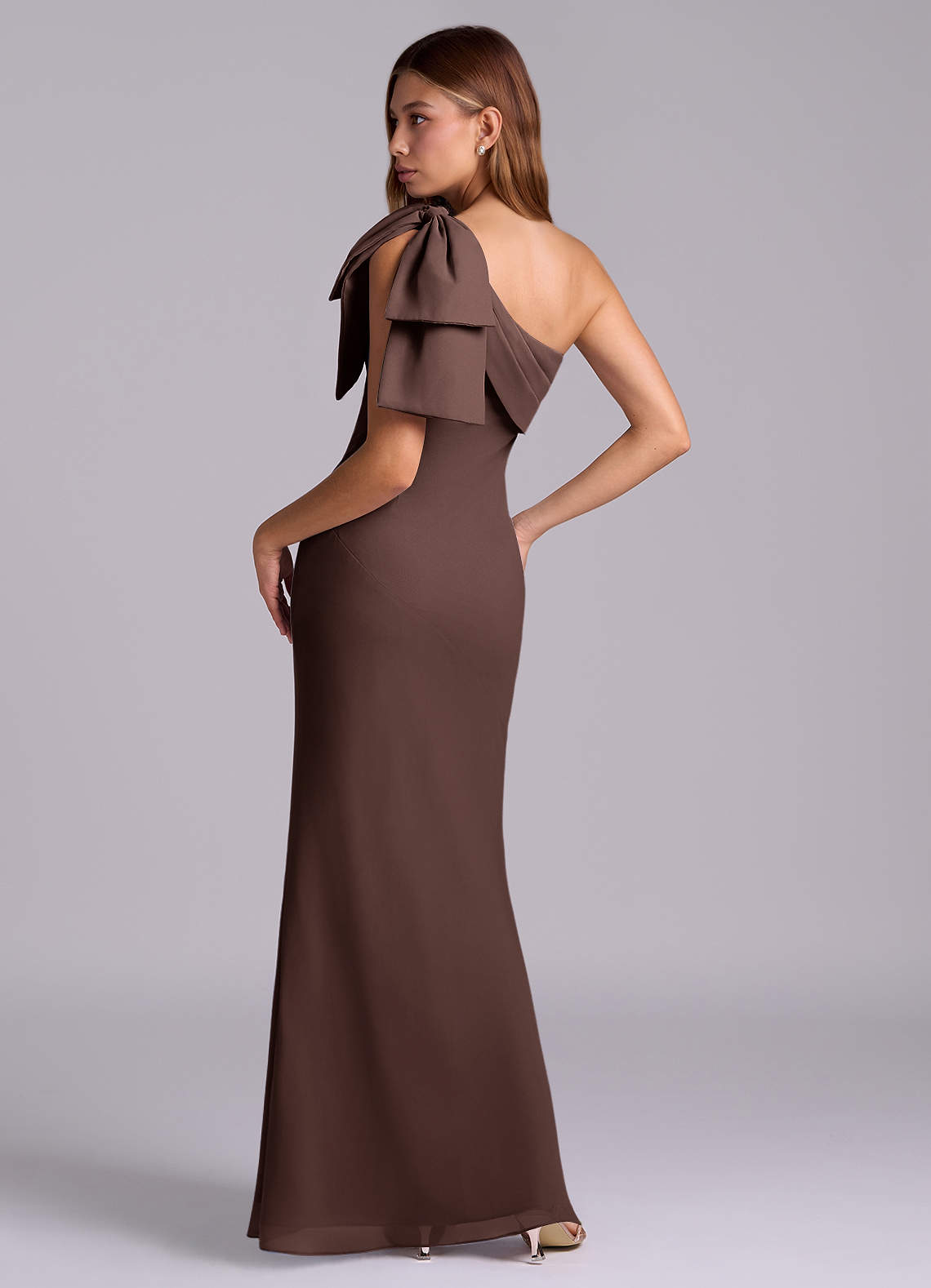 Azazie Yuanna Bridesmaid Dresses Ganache Mermaid One Shoulder Chiffon Dress image5