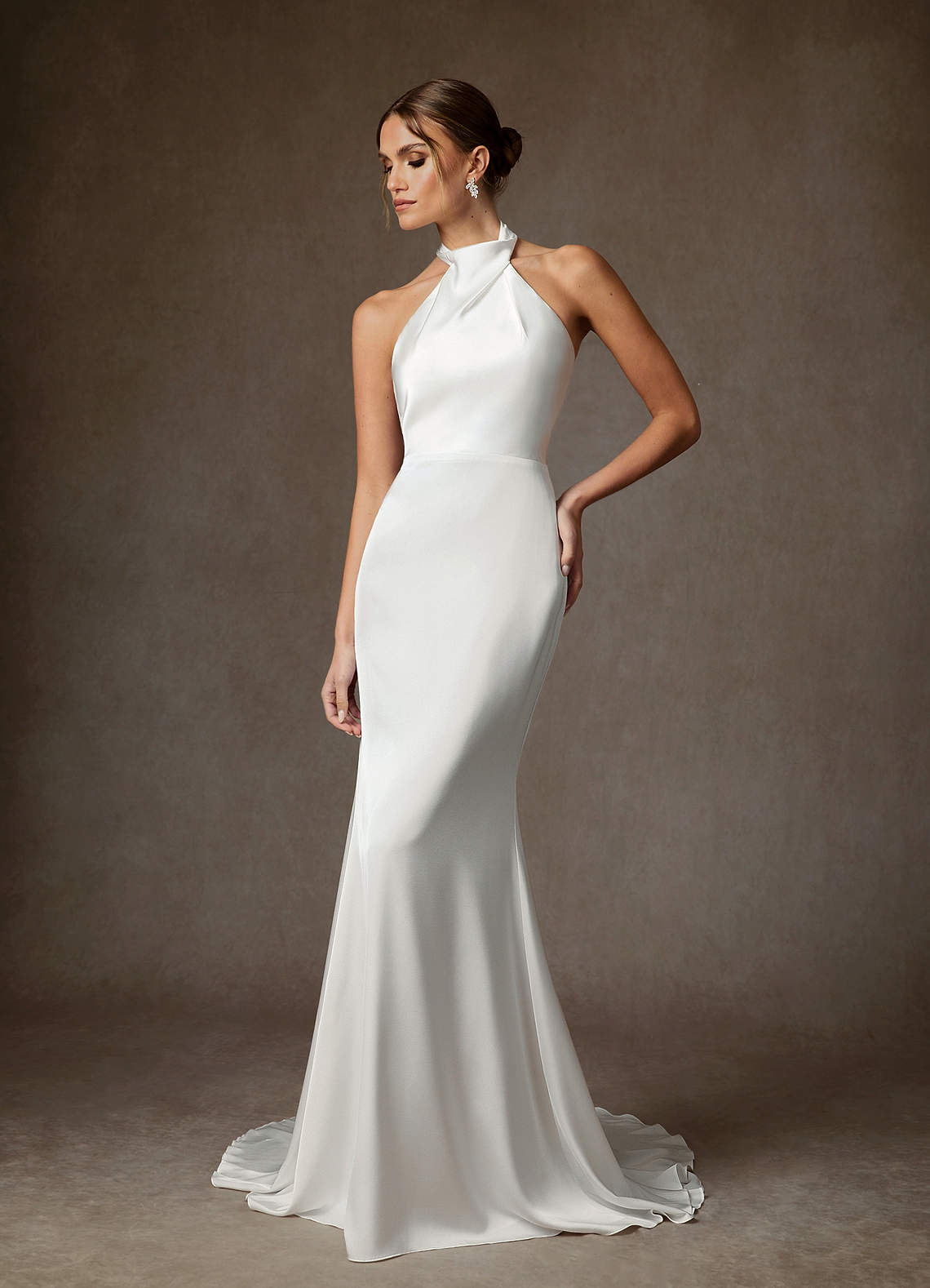 satin white backless dress Satin Fit and Flare Backless Dress main image 0