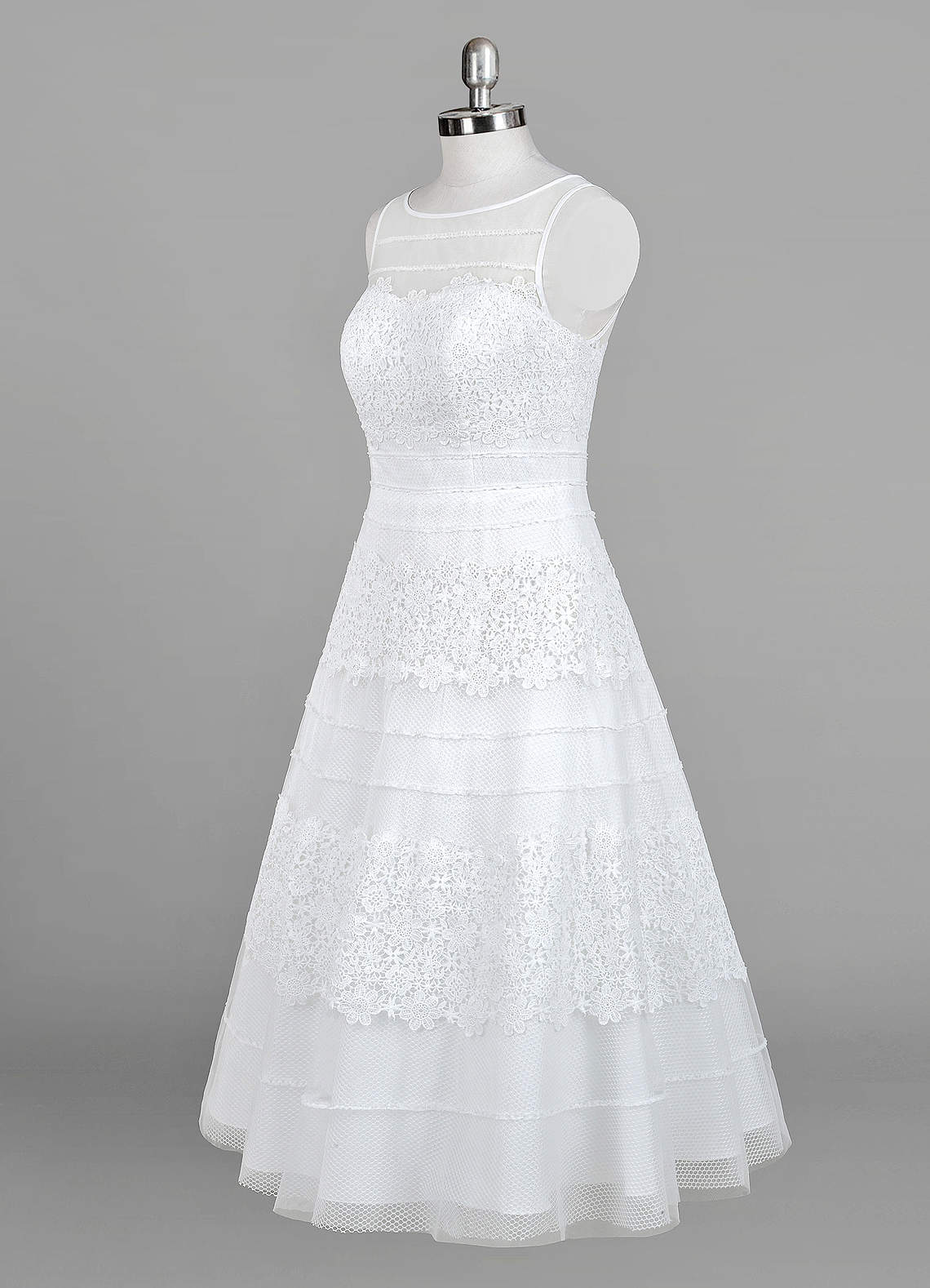 Azazie Azul Wedding Dresses Diamond White A-Line Sweetheart Lace Tulle Dress image9