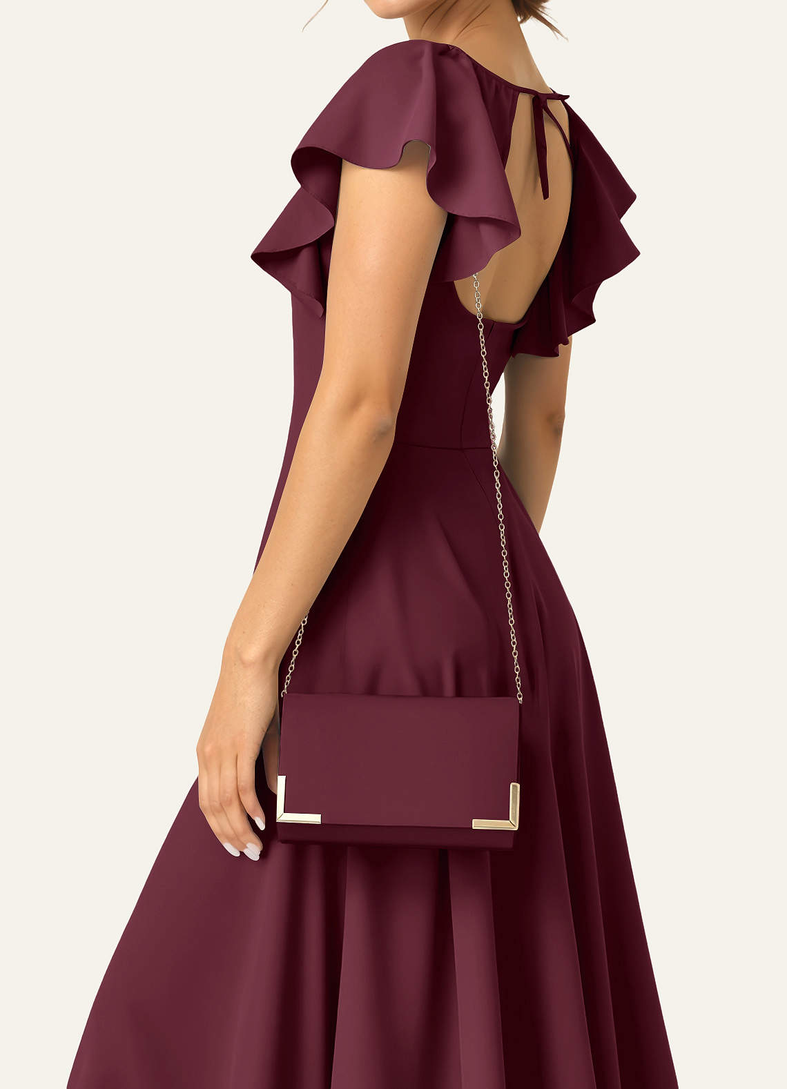 front Matching Color Matte Satin Envelope Clutch Bag