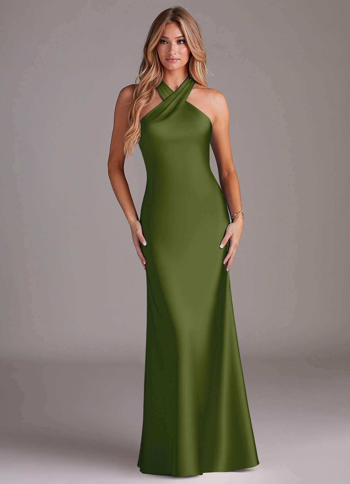 Azazie Doretta Bridesmaid Dresses Juniper Mermaid Pleated Stretch Satin Dress image1