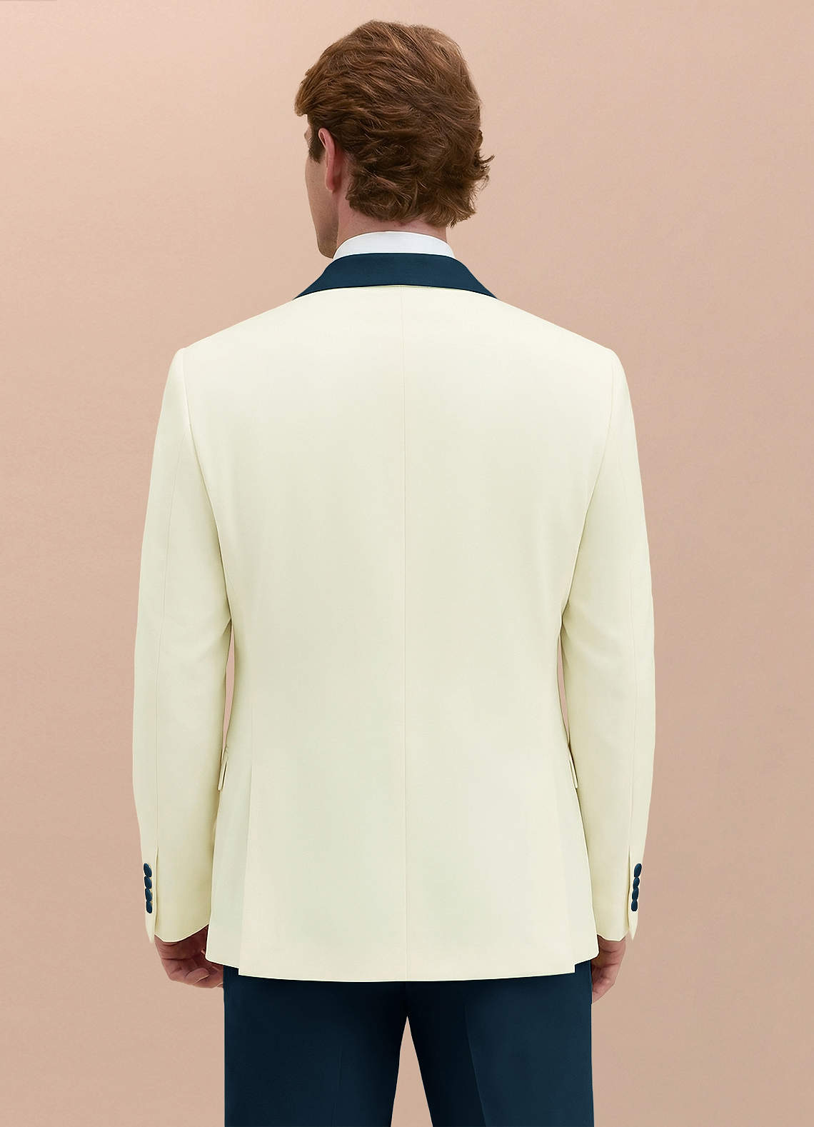 front Adrian Mørk Navy 3-delt smokingjakkesæt med struktureret Stretch og sjalrevers