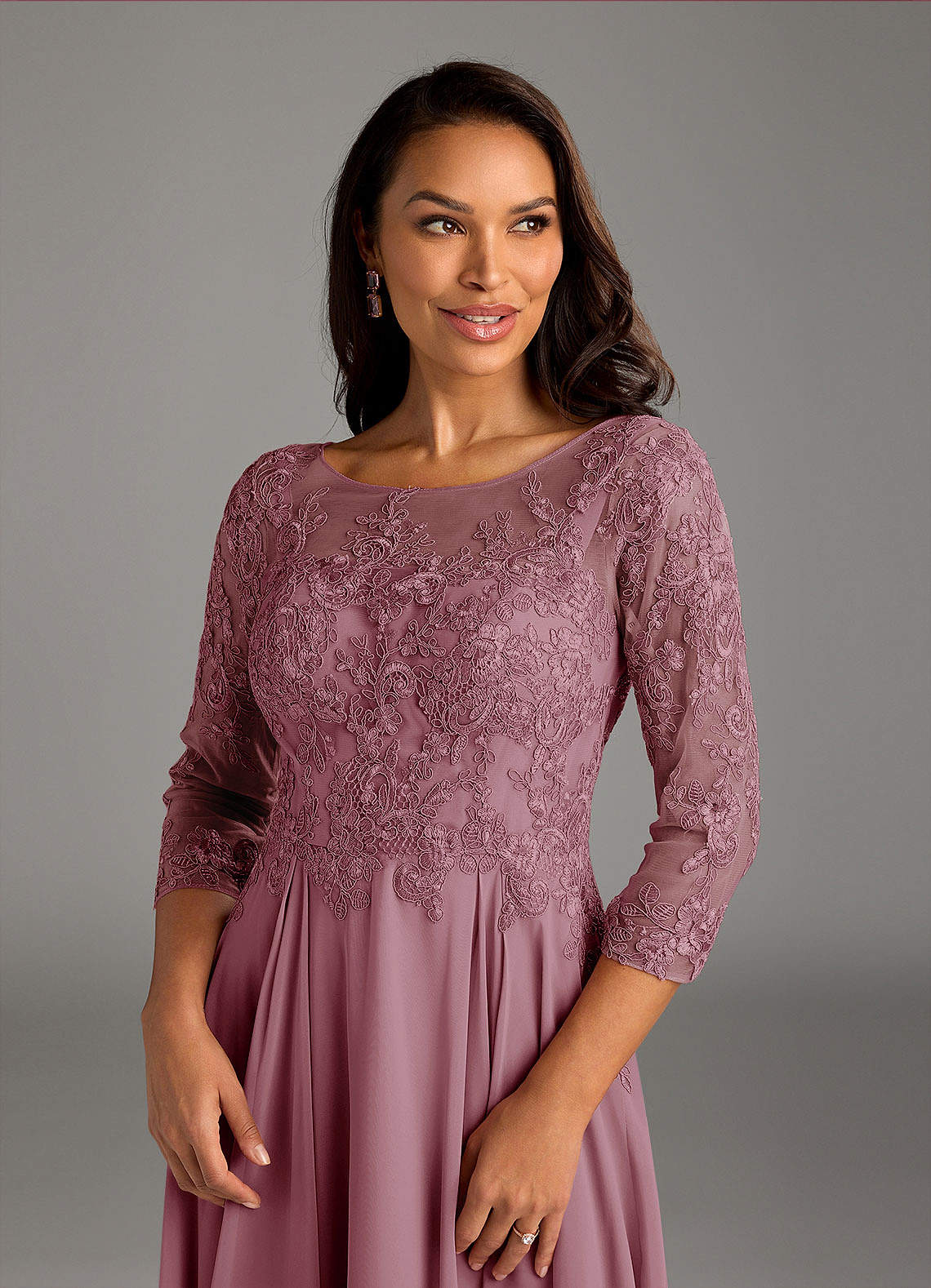 Azazie Marge Vintage Mauve A-Line Scoop Lace Chiffon Dress Azazie Marge Vintage Mauve A-Line Scoop Lace Chiffon Dress
