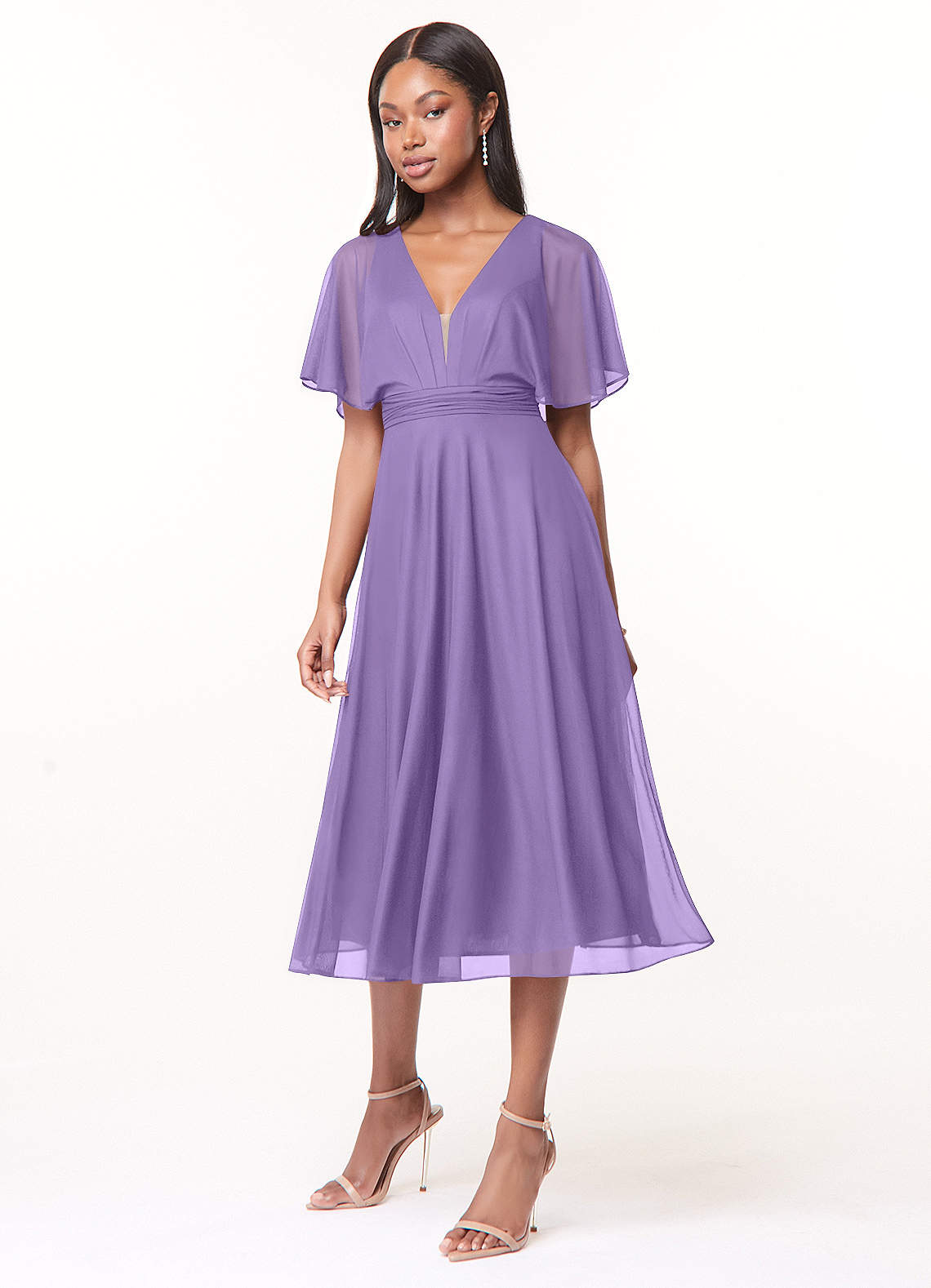 Illusion Pleated Tulle A-line Knee-length Girl Dress Tahiti