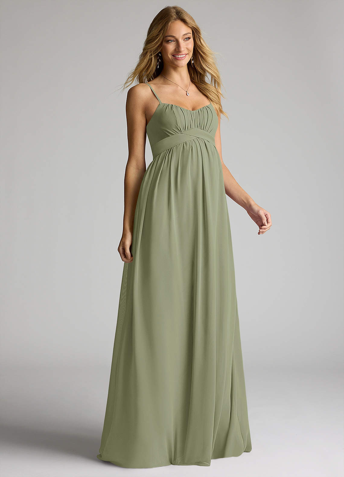 Azazie Llana At-home Try On Dresses A-Line Chiffon Floor-Length Dress image1