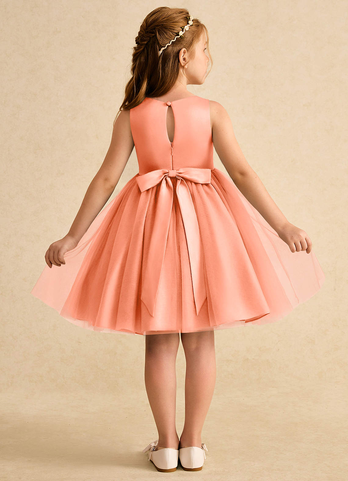 Azazie Prima Flower Girl Dresses Sunset A-Line Bow Tulle Dress image1