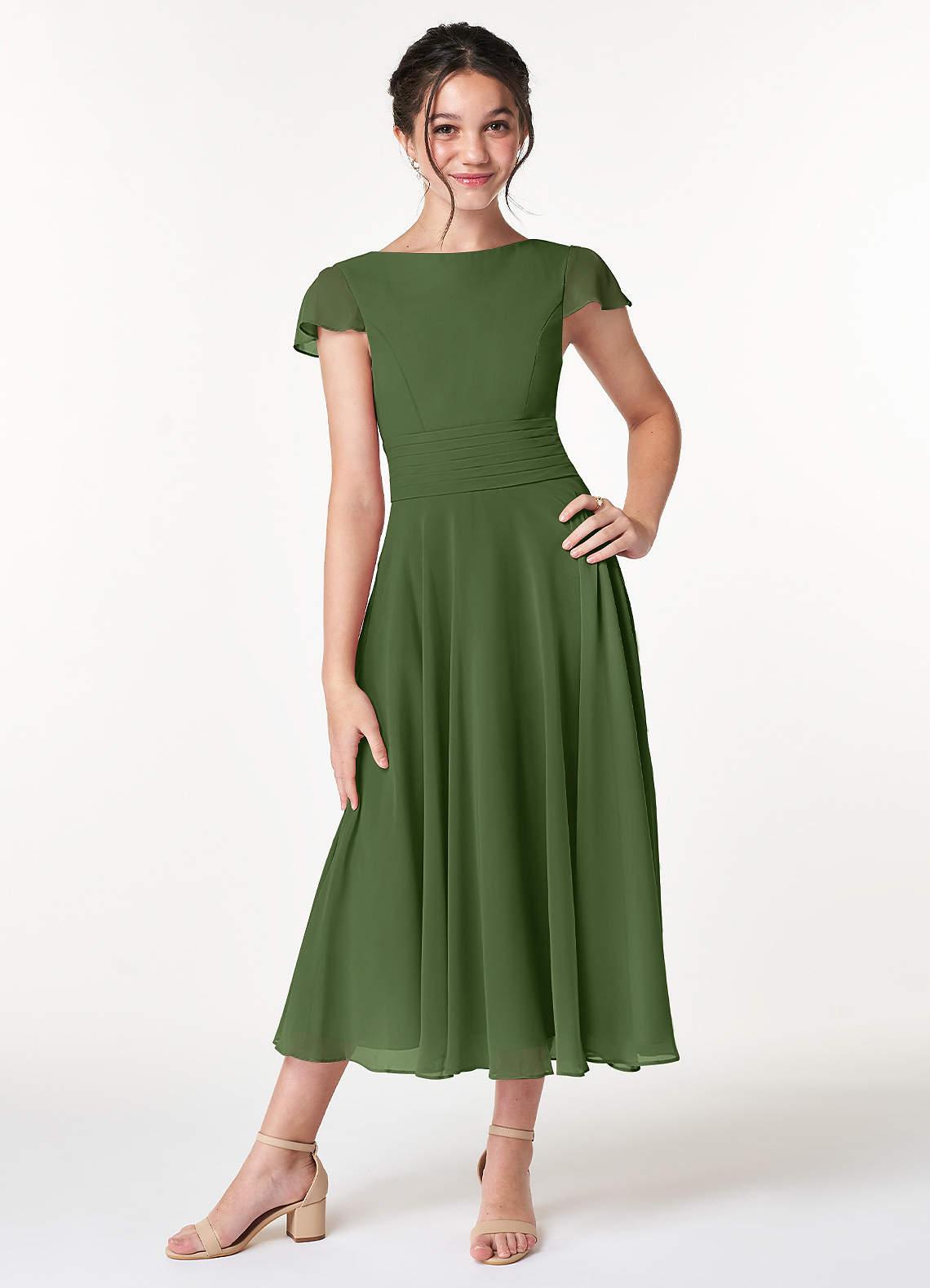 Olive Green Formal Dress for Juniors