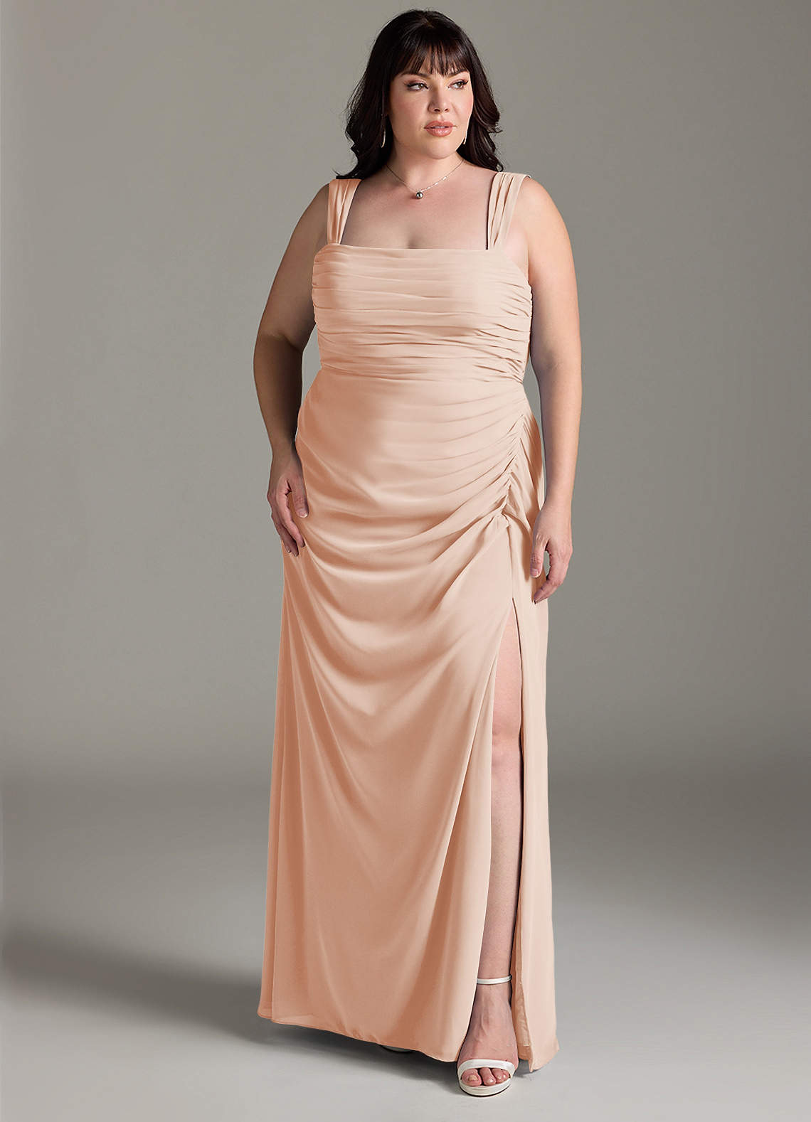 Azazie Jesaphine Bridesmaid Dresses English Rose Sheath Bow Chiffon Dress image7