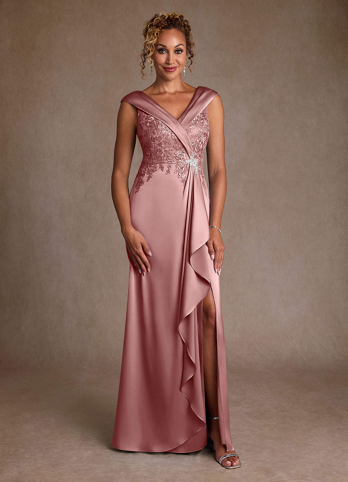 Azazie Santa Monica Dusty Rose A-Line Lace Dress | Azazie