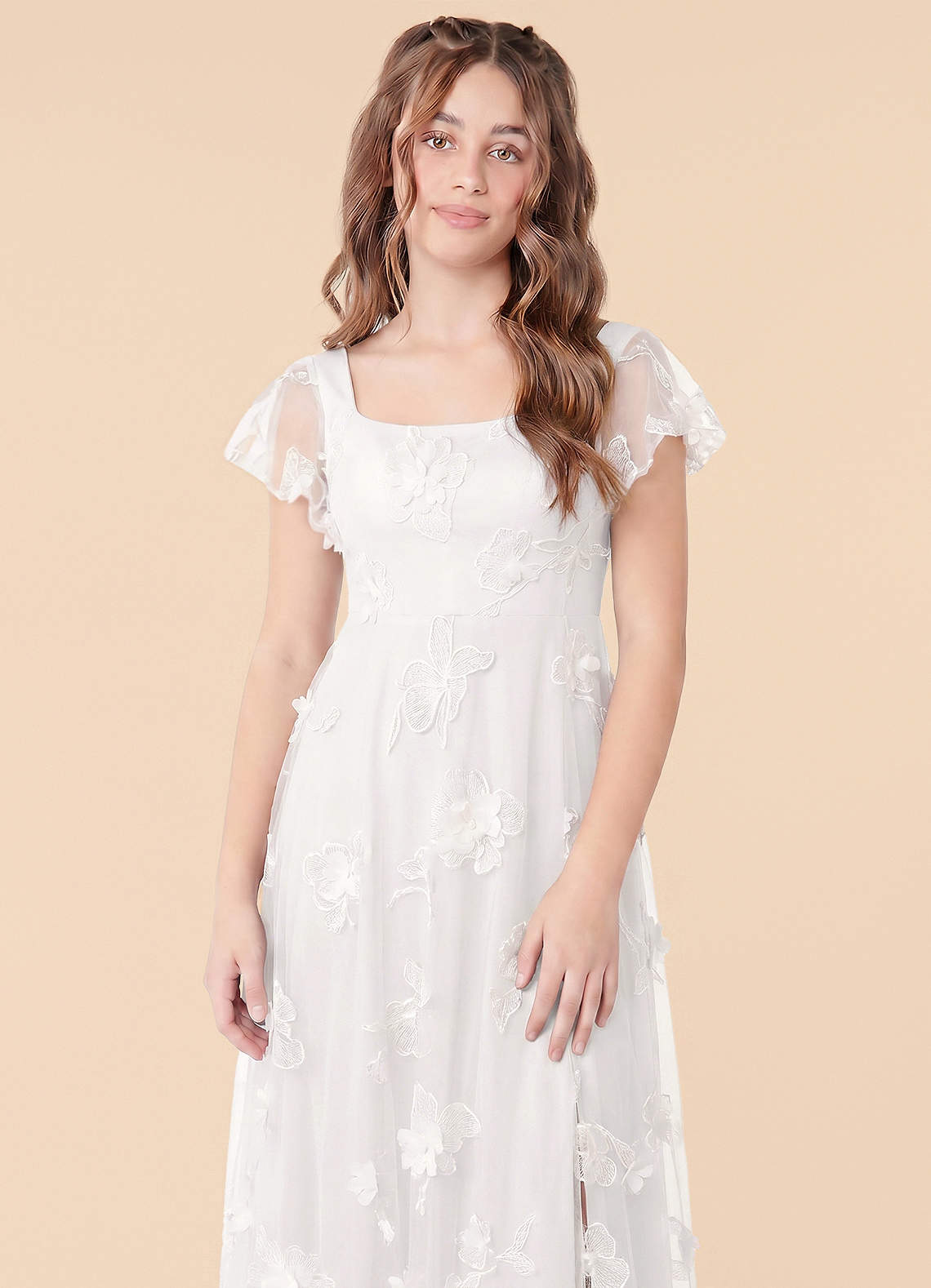 front Azazie Ada Junior Formal Dress