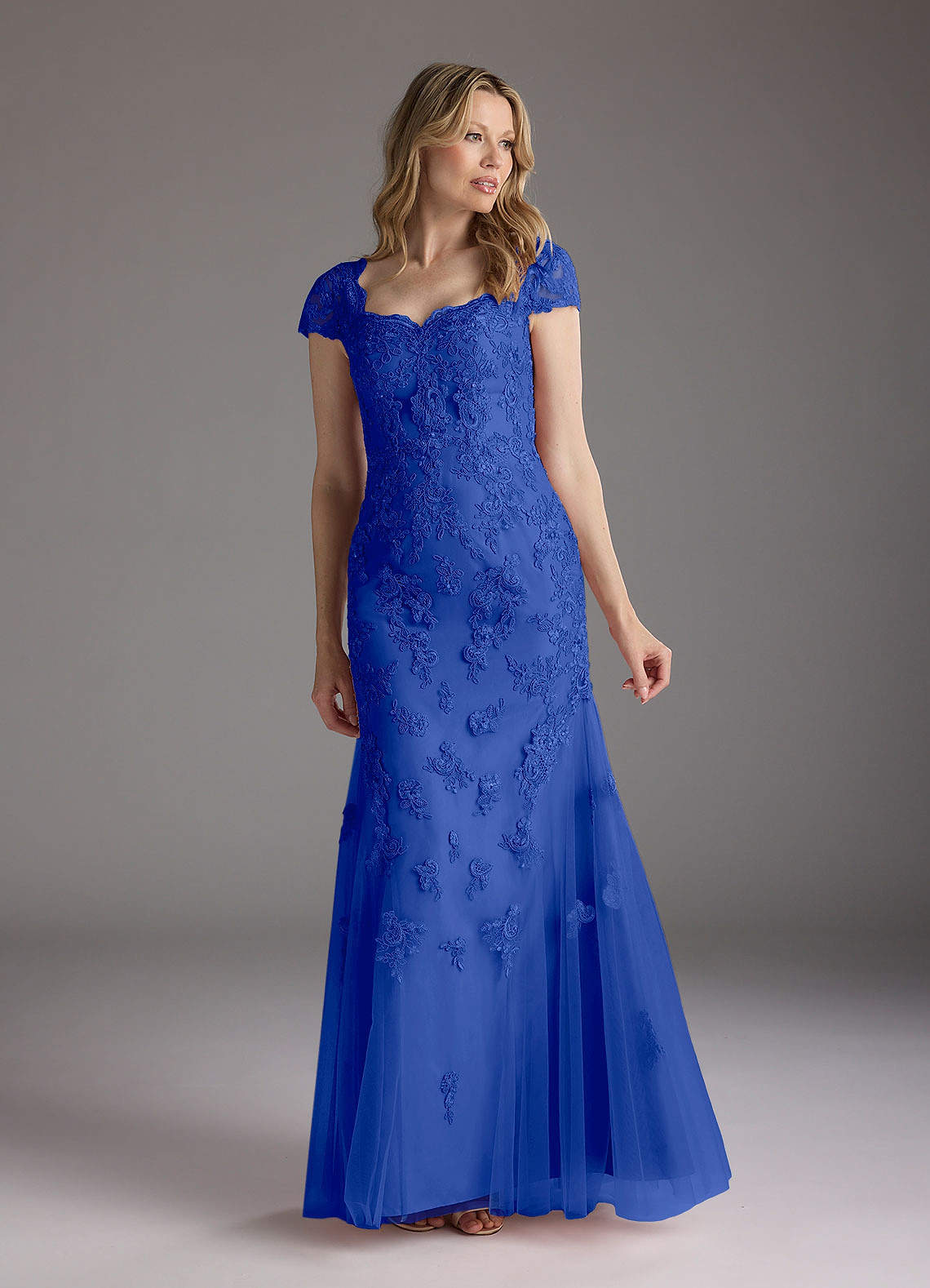 Azazie Marbella vestidos de madre de la novia Vestido de Azul Real de Encaje de Sirena con Reina Ana Lentejuelas image1