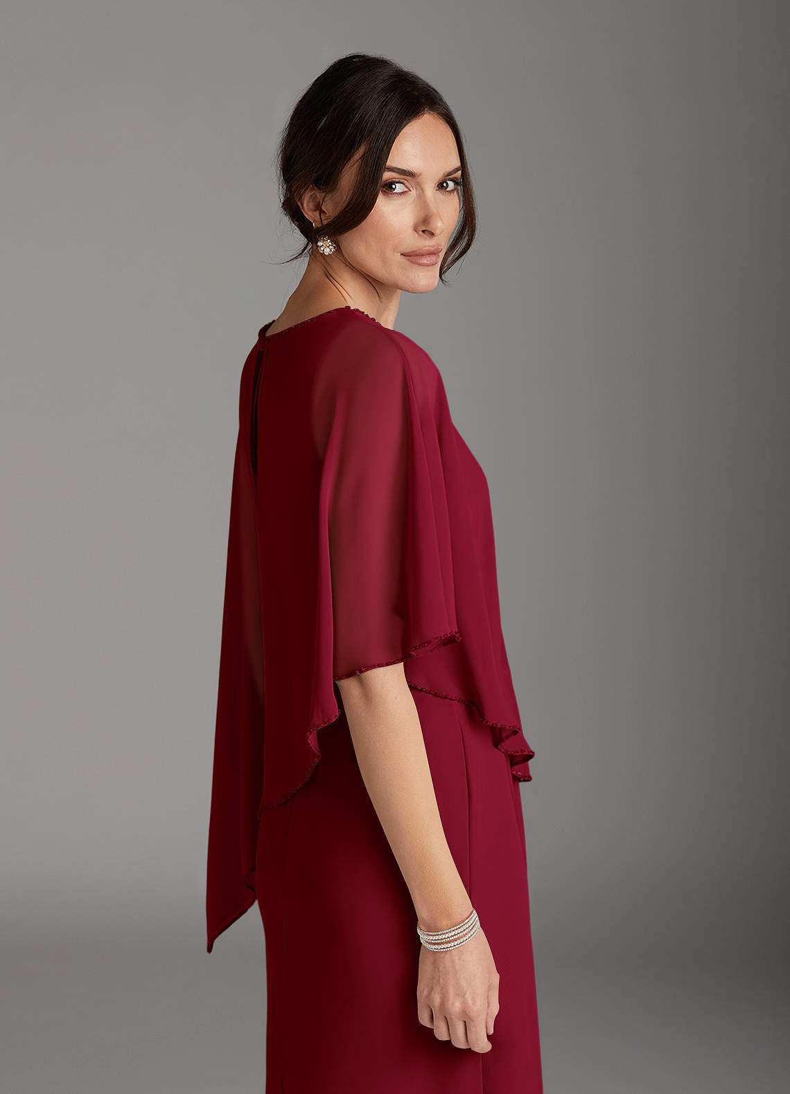 Azazie Sparrow Mother of the Bride Dresses Burgundy Sheath Sequins Chiffon Dress image4