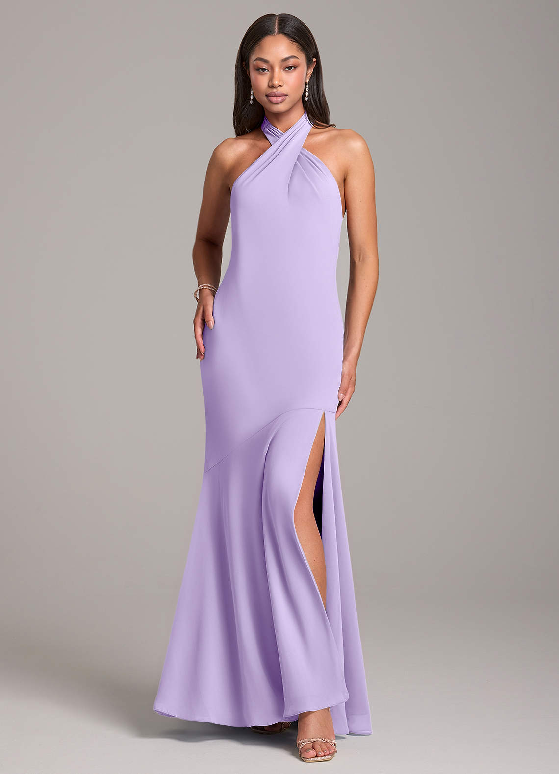 Azazie Lorena Bridesmaid Dresses Lilac Mermaid Pleated Chiffon Dress image1