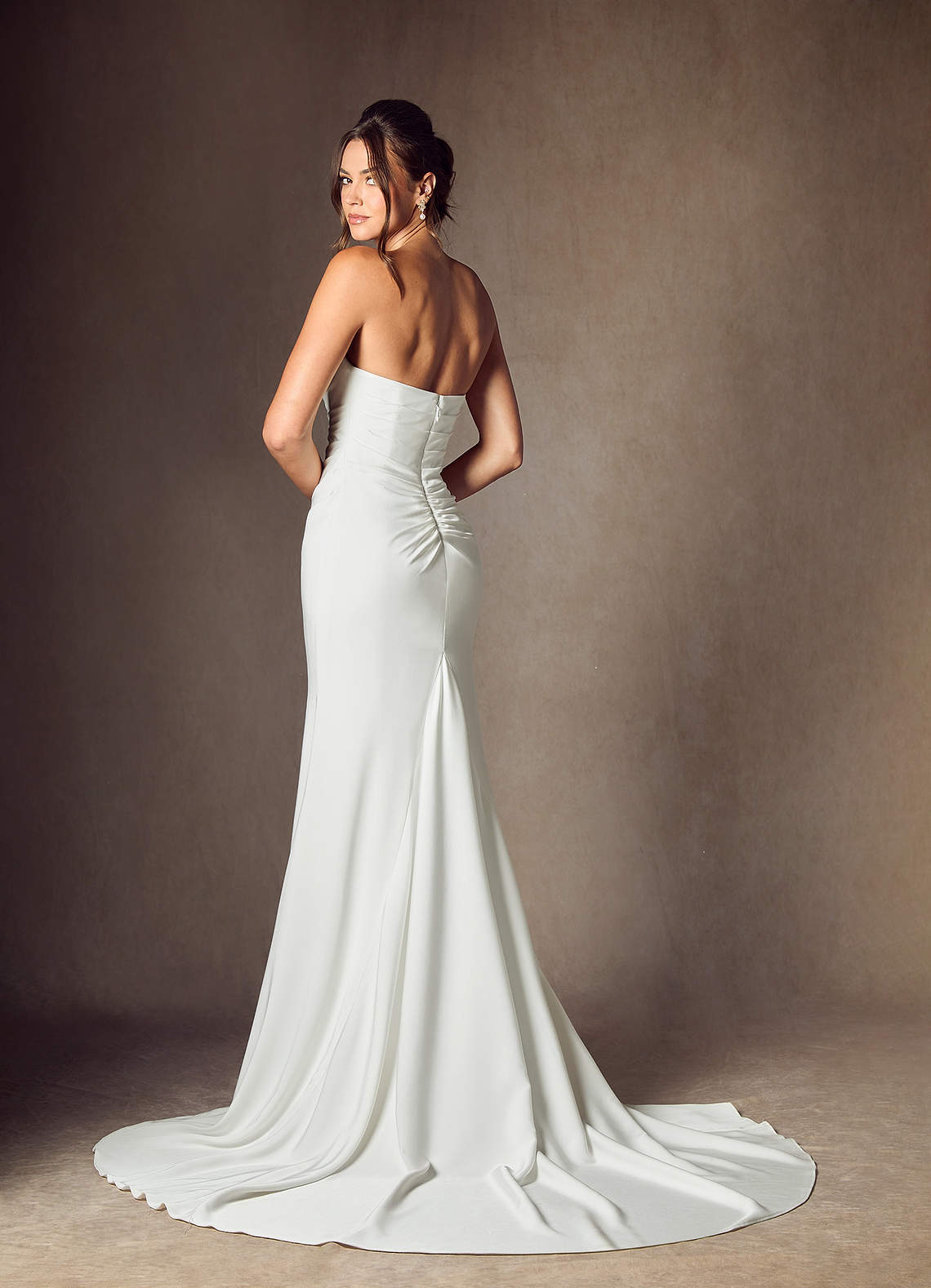 Azazie Elyse Wedding Dresses Diamond White Mermaid Strapless Crepe Back Satin Dress image1