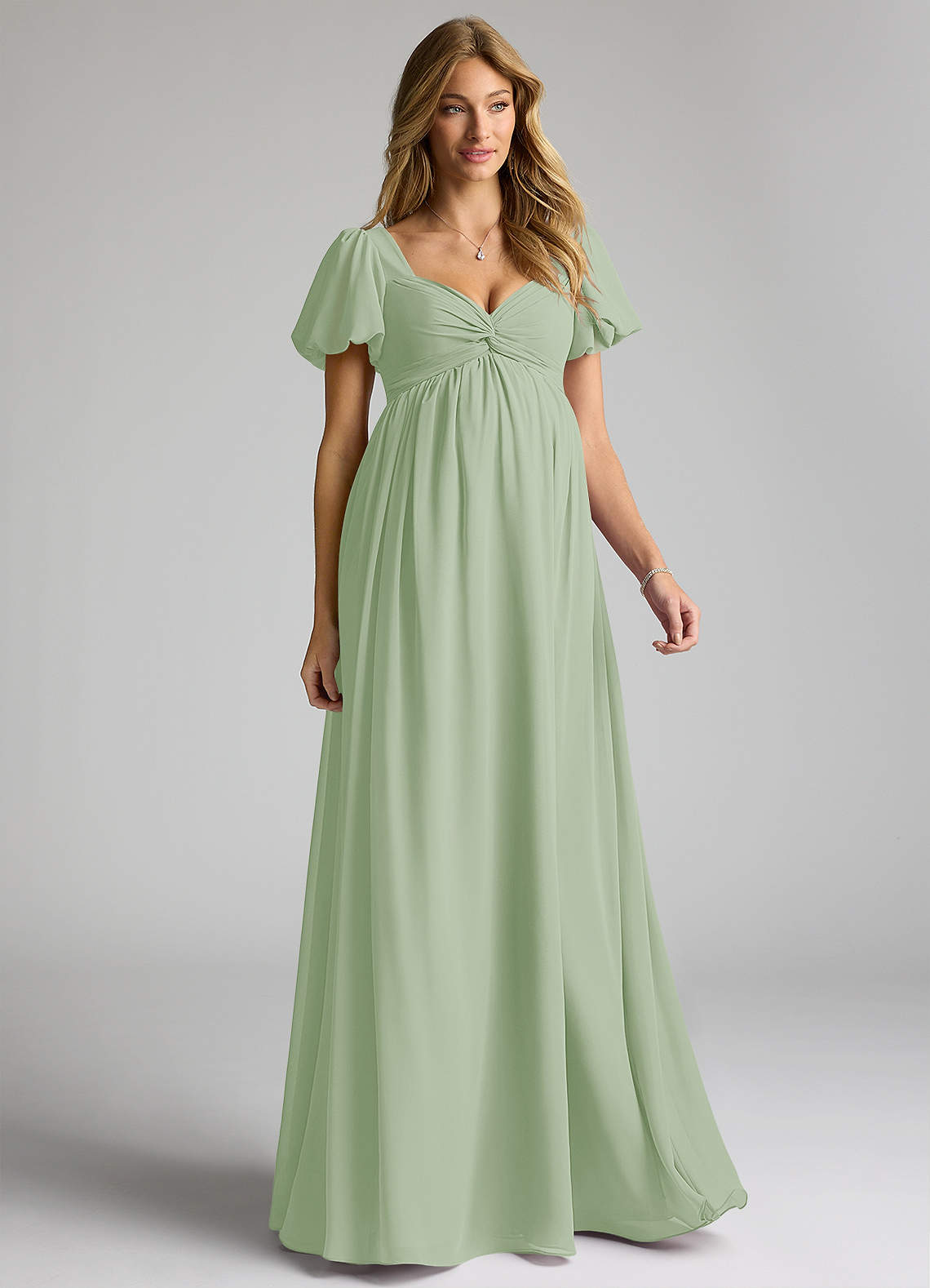 Azazie Madisynn Vestidos de dama de honra para maternidade Vestir Arco Comprimento do chão Chiffon image1