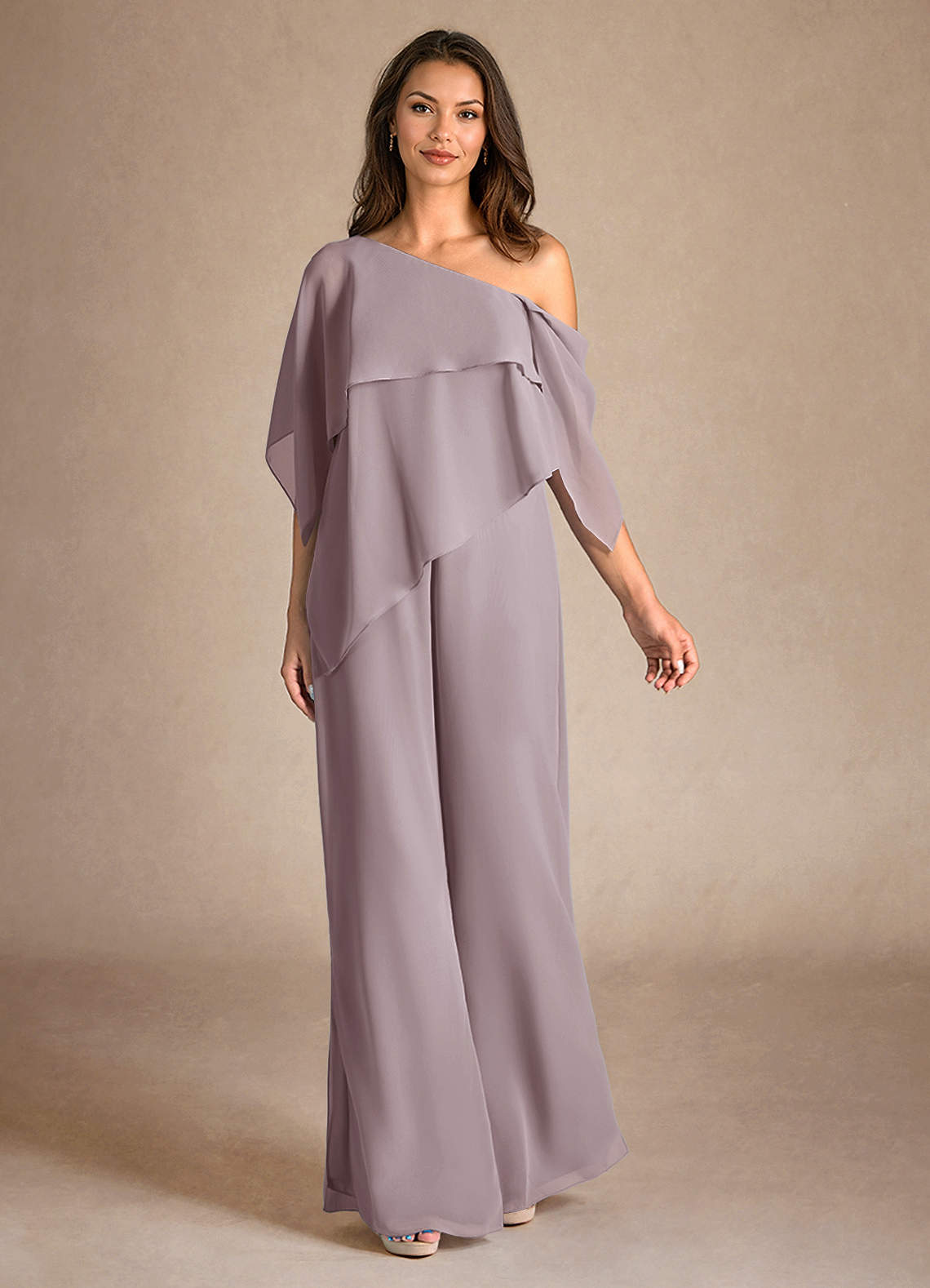 Azazie Halima Abiti per la Madre della Sposa Abito Tuta Pantaloni in Chiffon Spacco Laterale Dusk image3