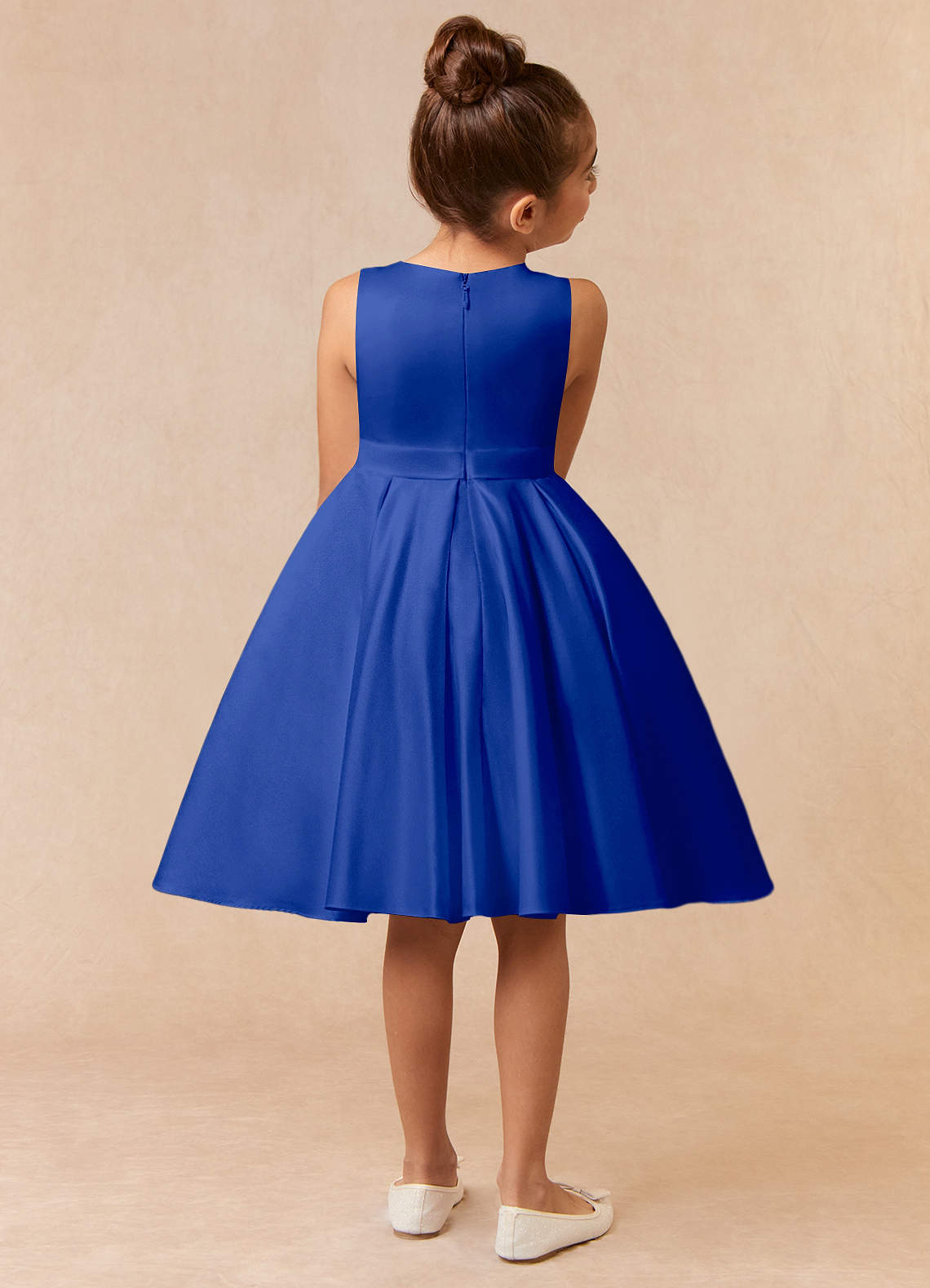 Azazie Coco Royal Blue A-Line Bow Matte Satin Dress | Azazie