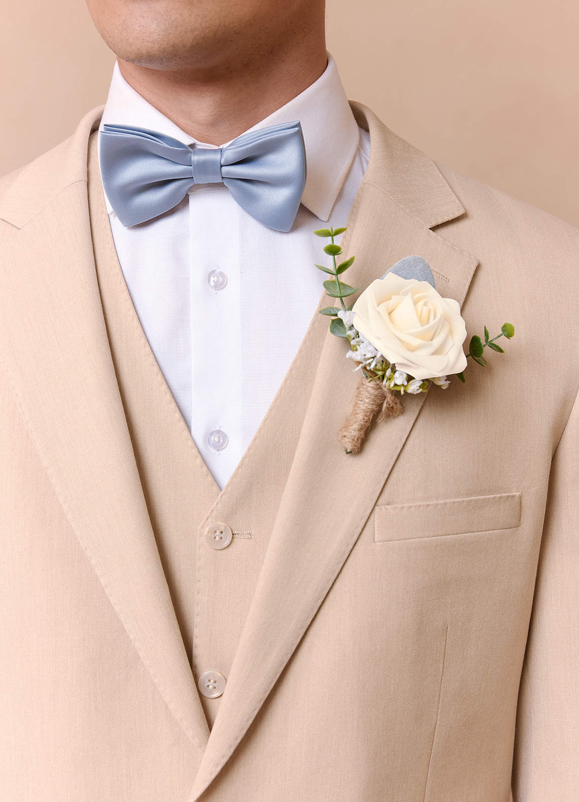 front Single Rose och Ecalyptus Boutonniere