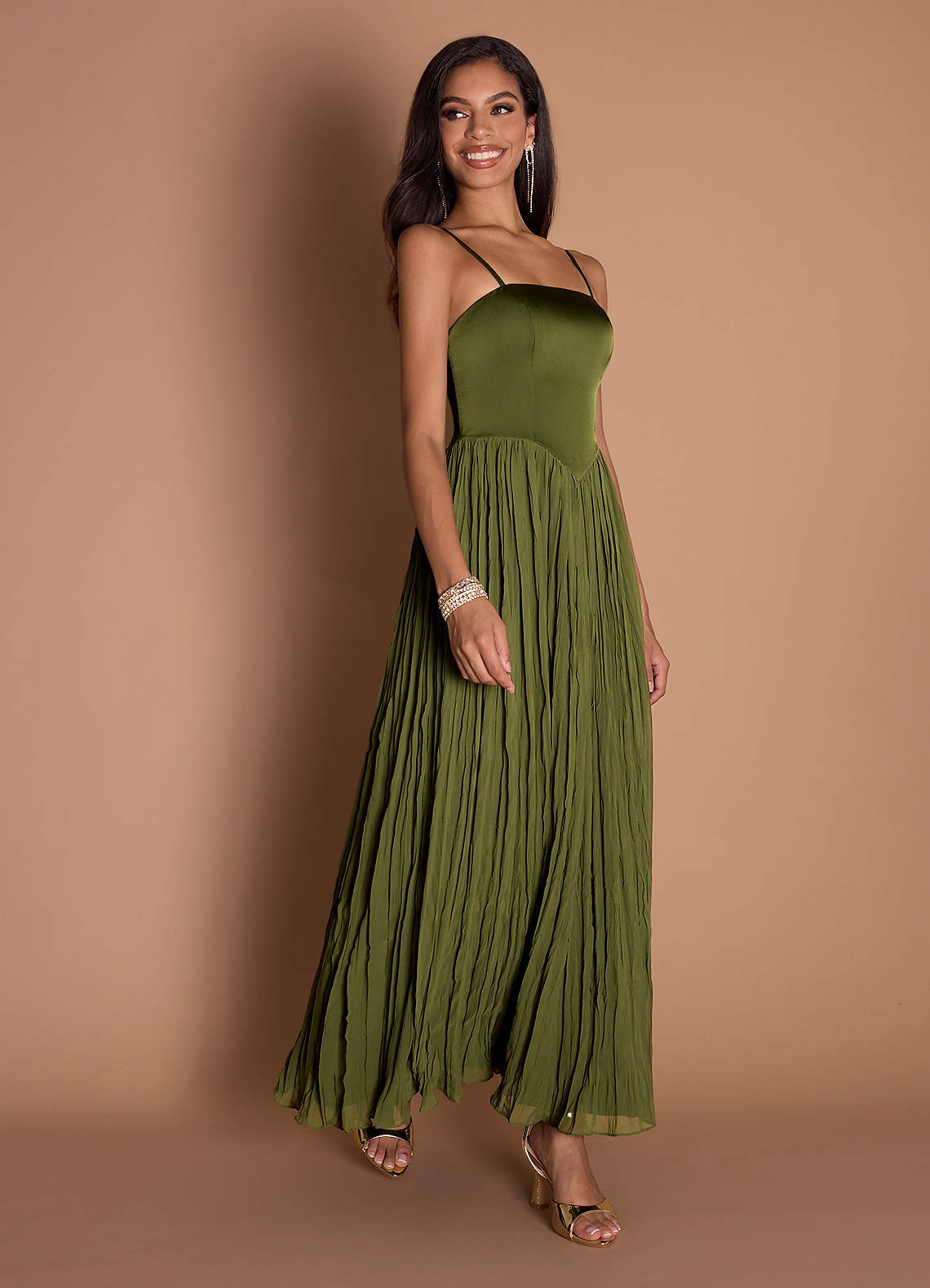 Lorie Olive Ruffle Maxi Dress | Azazie