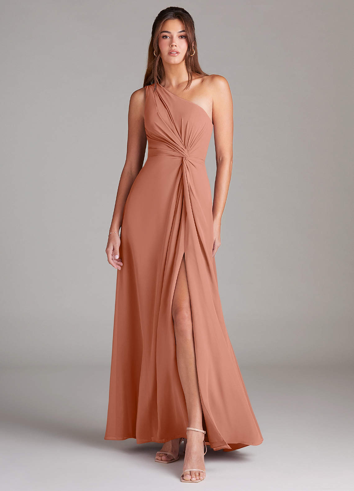 Azazie Brooke Bridesmaid Dresses MAI TAI A-Line One Shoulder Chiffon Dress image1