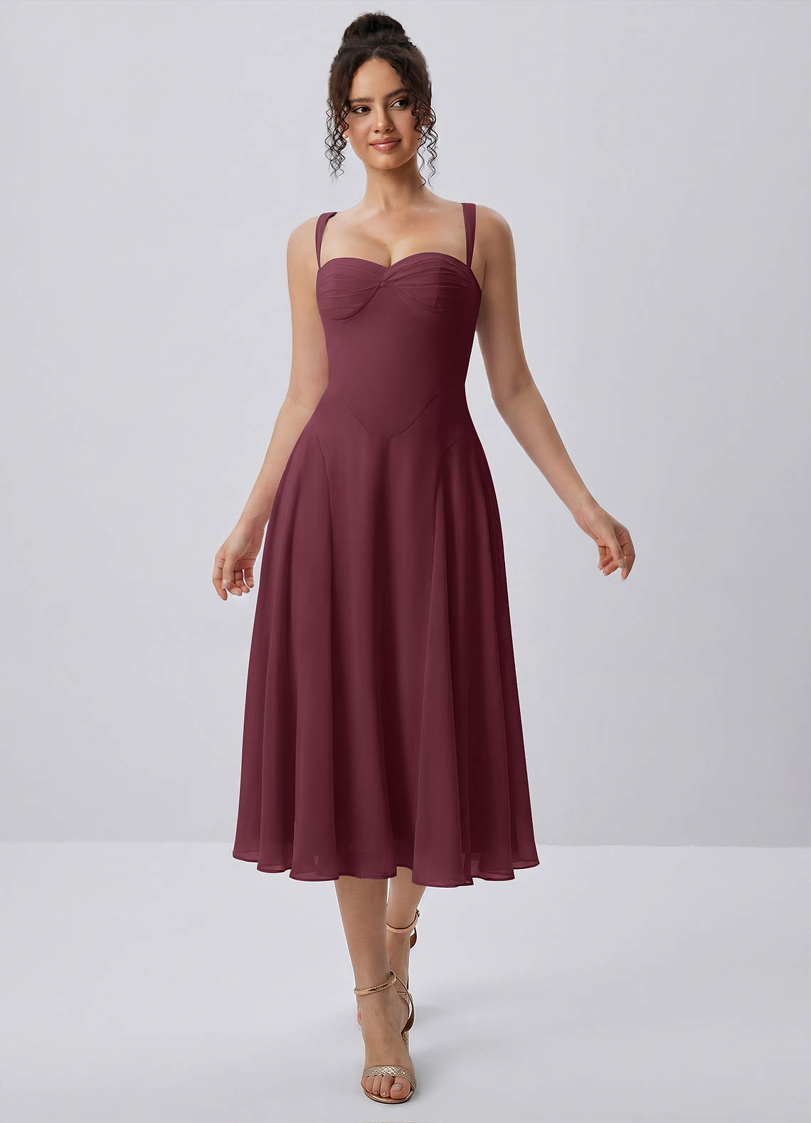 wine chiffon dress Huguette Sweetheart Lace-Up Midi Size:S (4-6) Black Dress Shirt with picnic date dress Satin The romantic tiered ruffle
