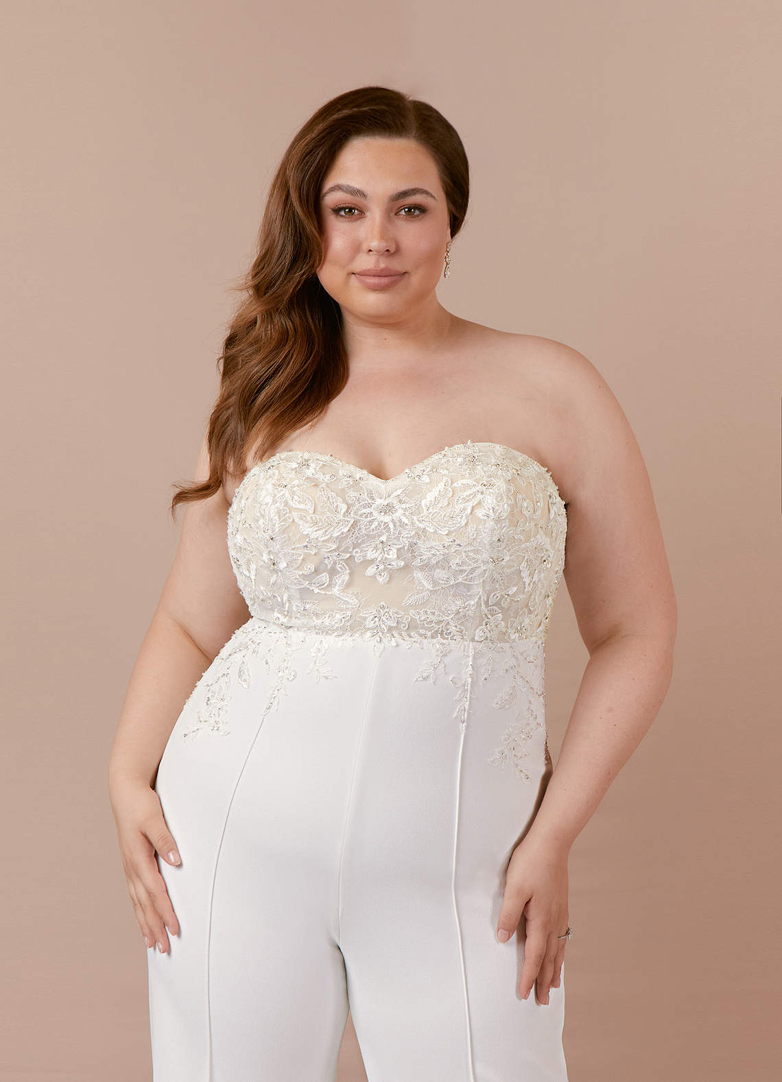 White jumpsuit wedding plus size hotsell