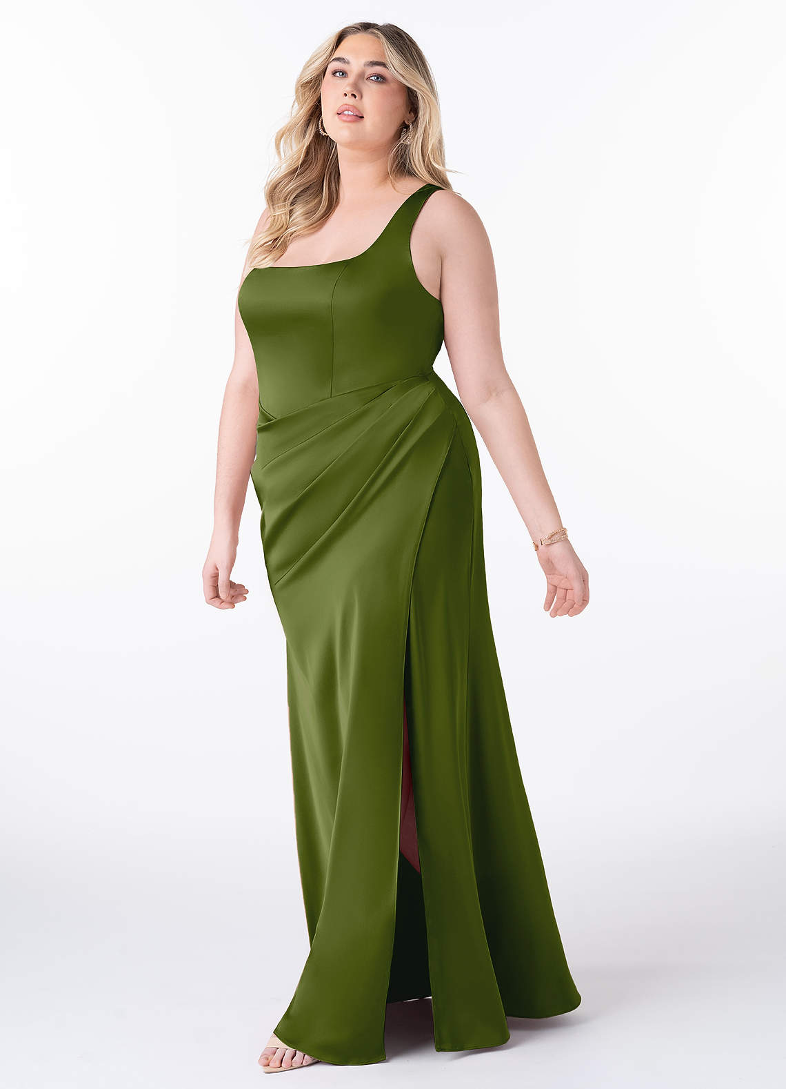Azazie Mero Bridesmaid Dresses Juniper Sheath Pleated Stretch Satin Dress image7