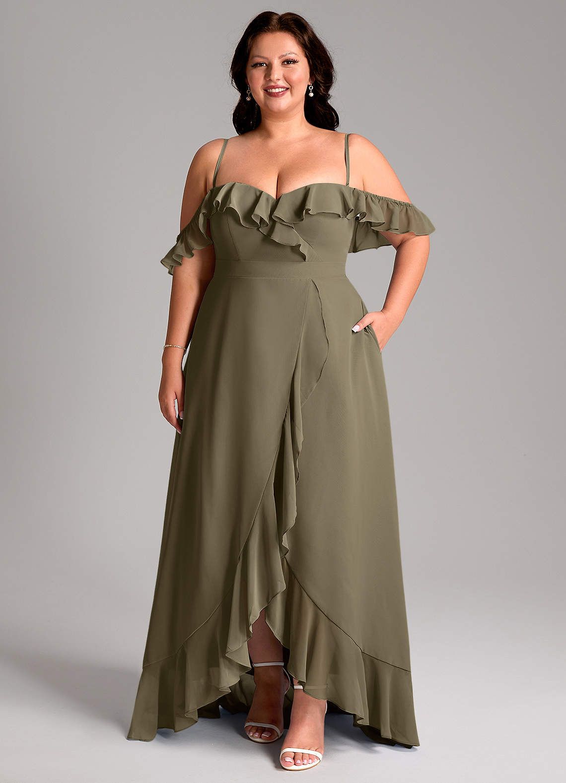 Azazie Lyra Willow Green Chiffon Bridesmaid Dresses | Azazie Azazie Lyra Willow Green Chiffon Bridesmaid Dresses | Azazie