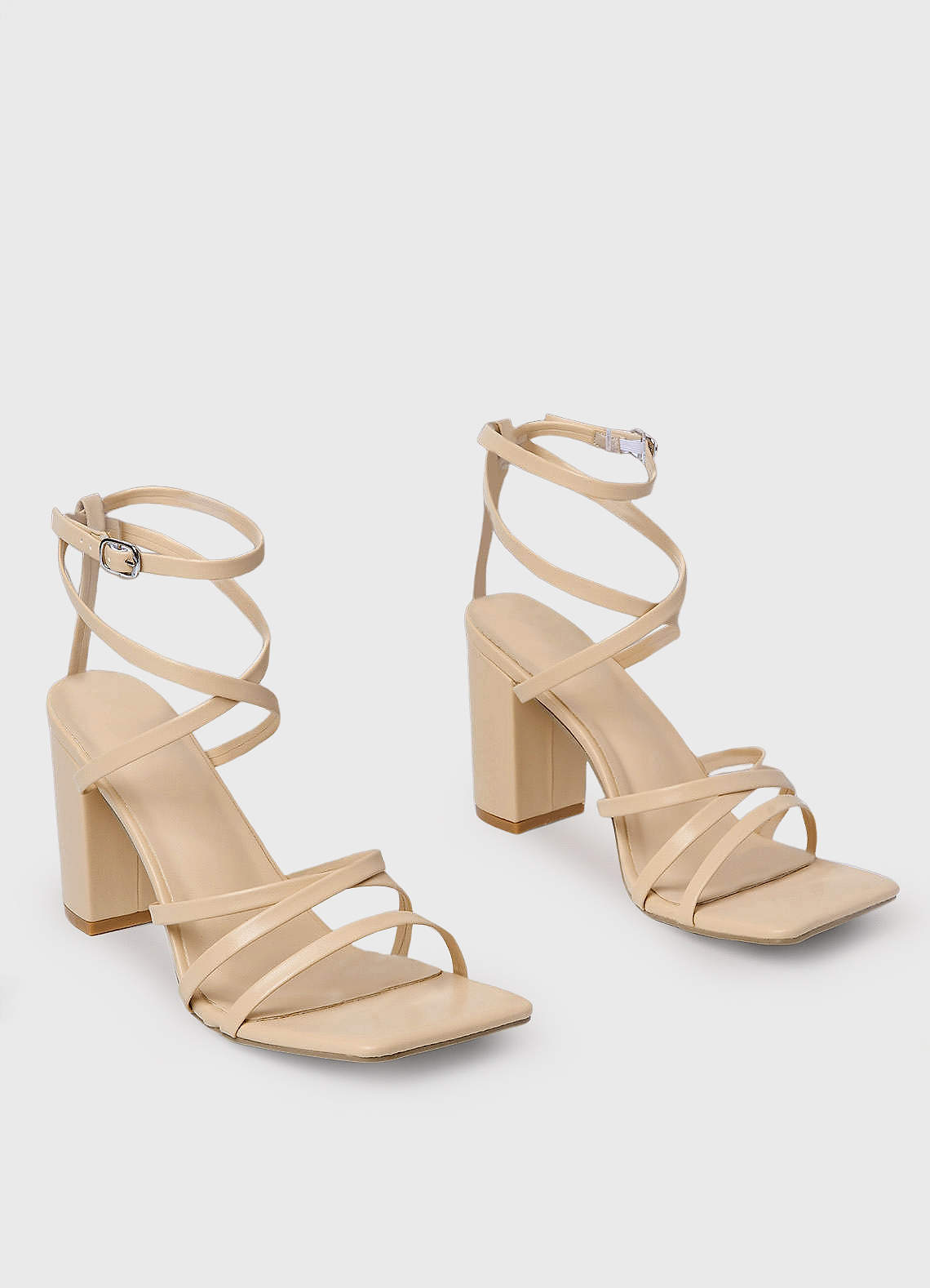 front Cross Strappy Ankle Strap Heels