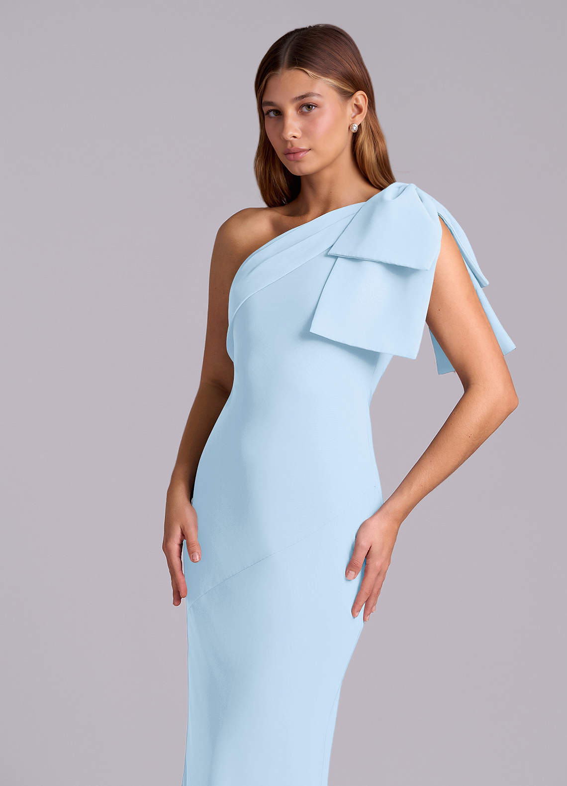 Azazie Yuanna Bridesmaid Dresses Sky Blue Mermaid One Shoulder Chiffon Dress image6