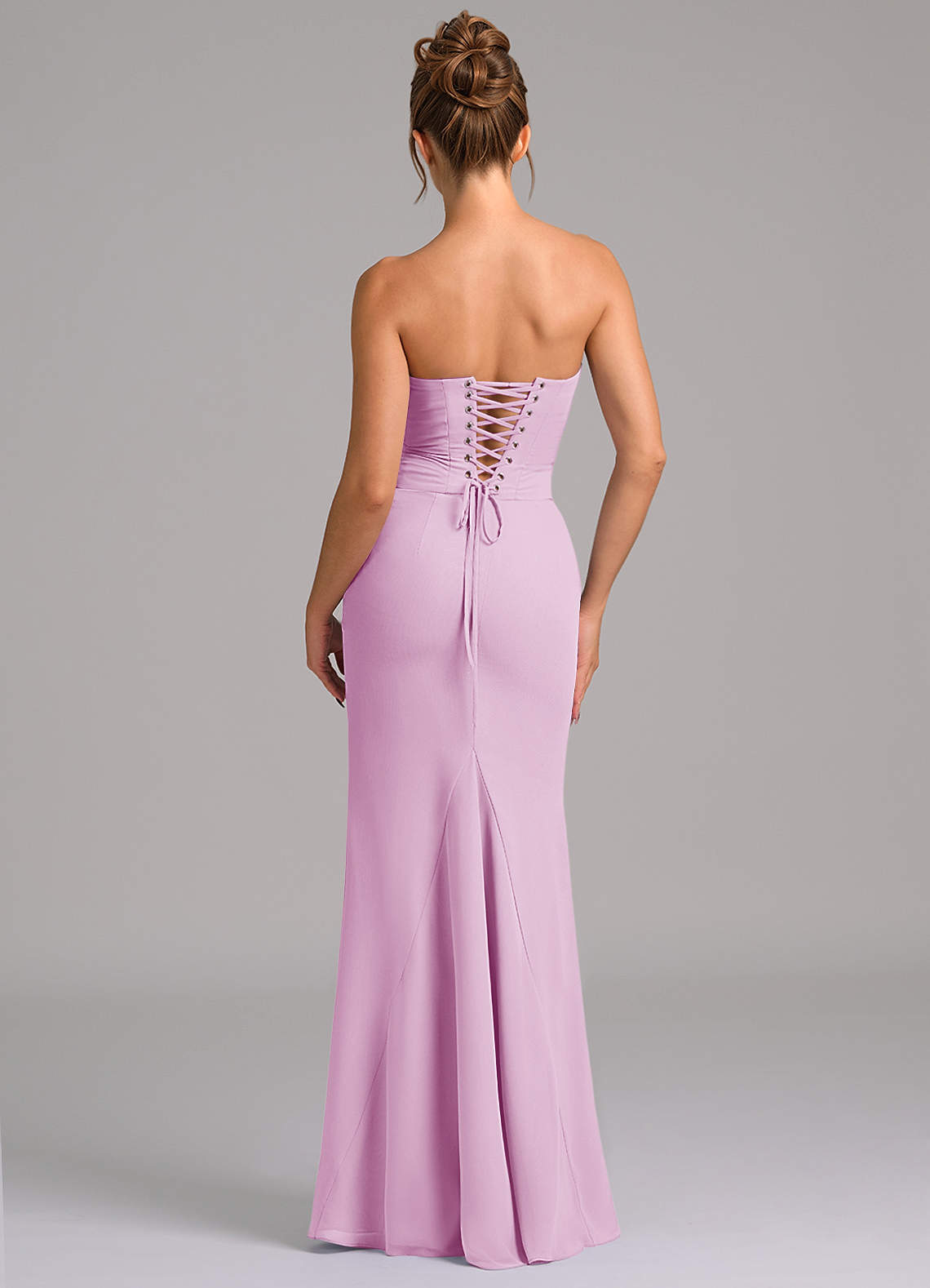 Azazie Sorrel Vestidos de madrinha de casamento Vestido Rosa Doce de Chiffon de sereia com Espartilho image1