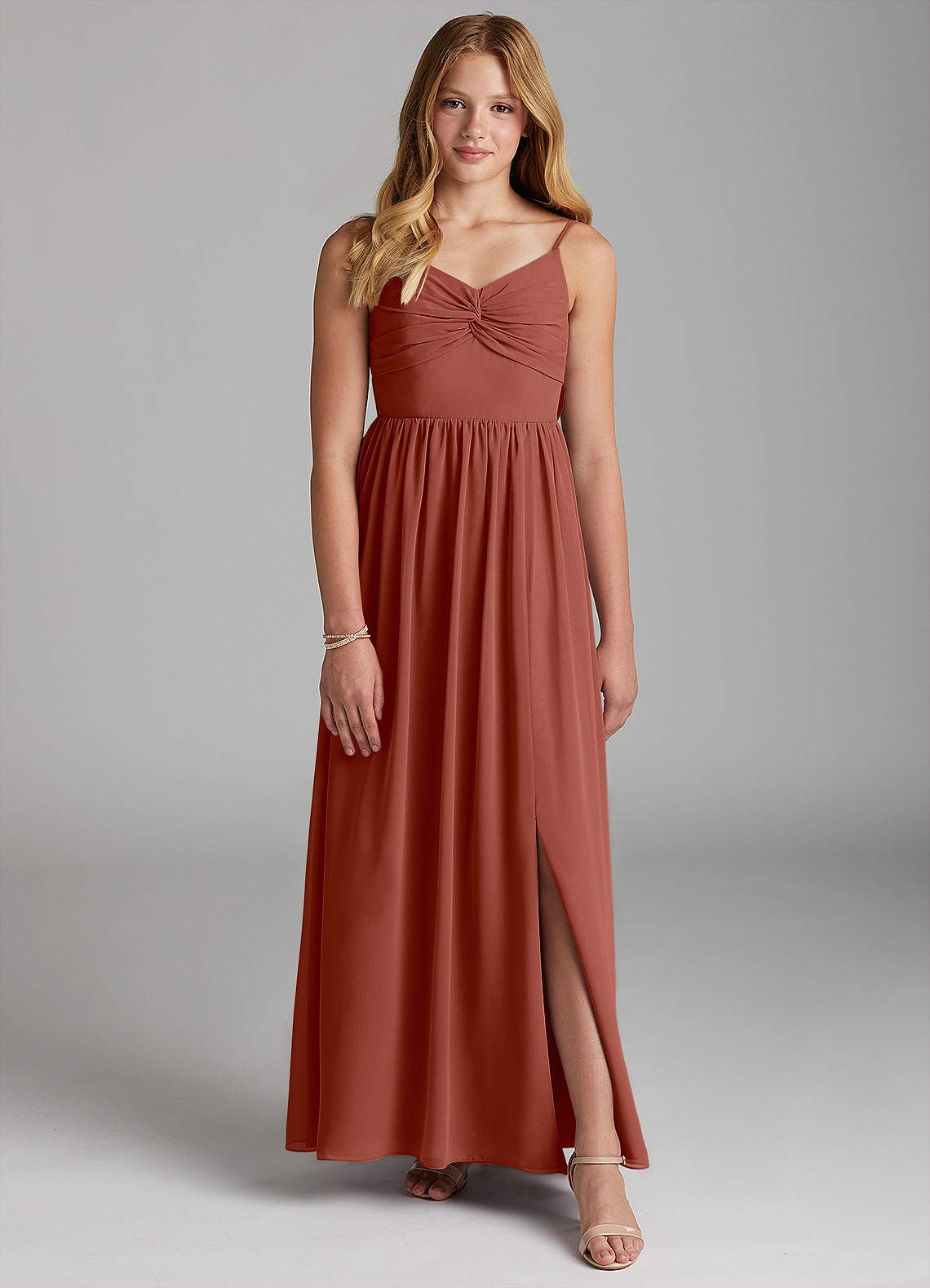 Azazie Zeya Junior Auburn A-Line Chiffon Dress image1