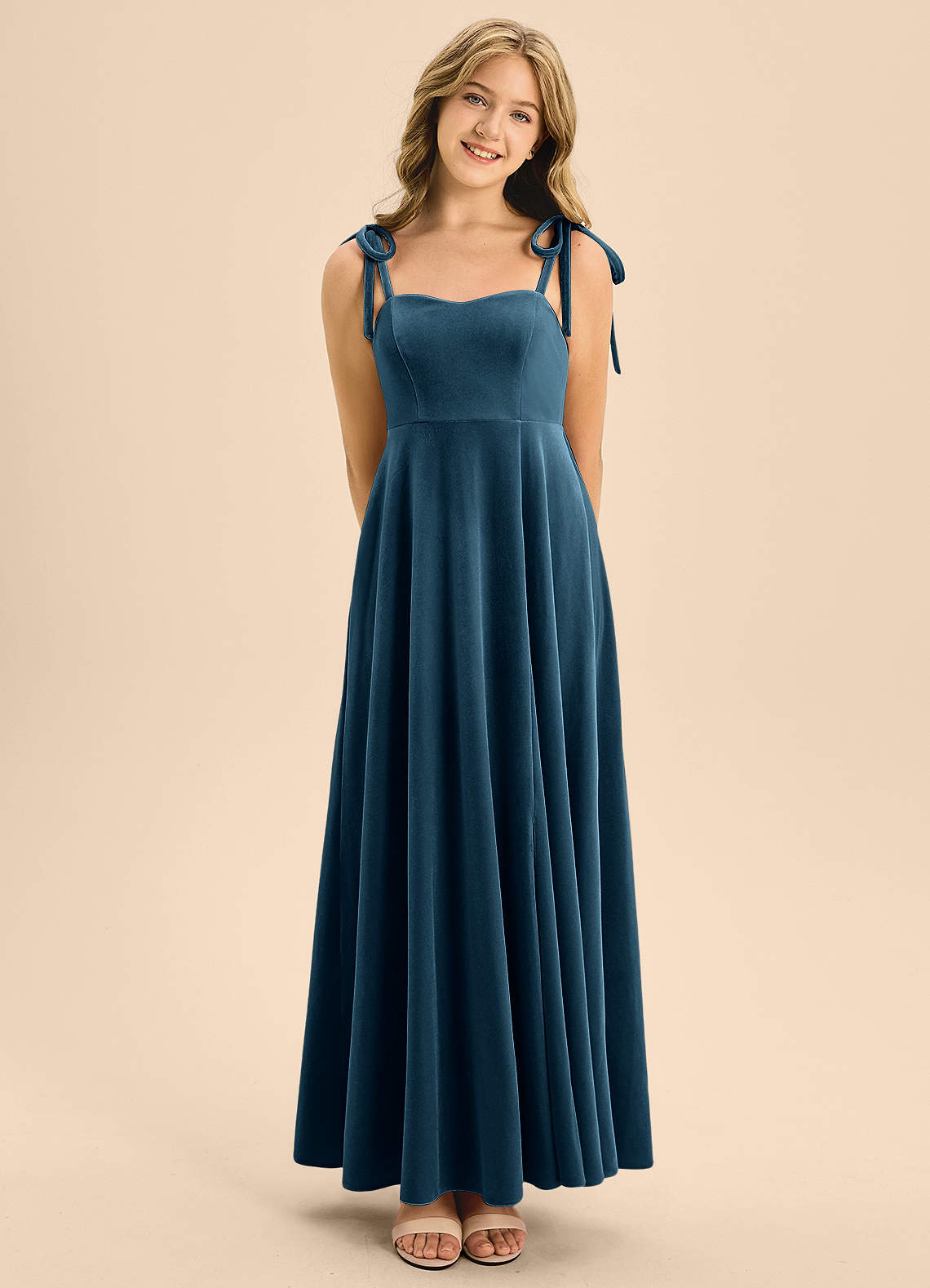 Azazie Rosey Junior Bridesmaid Dress in Blue Topaz