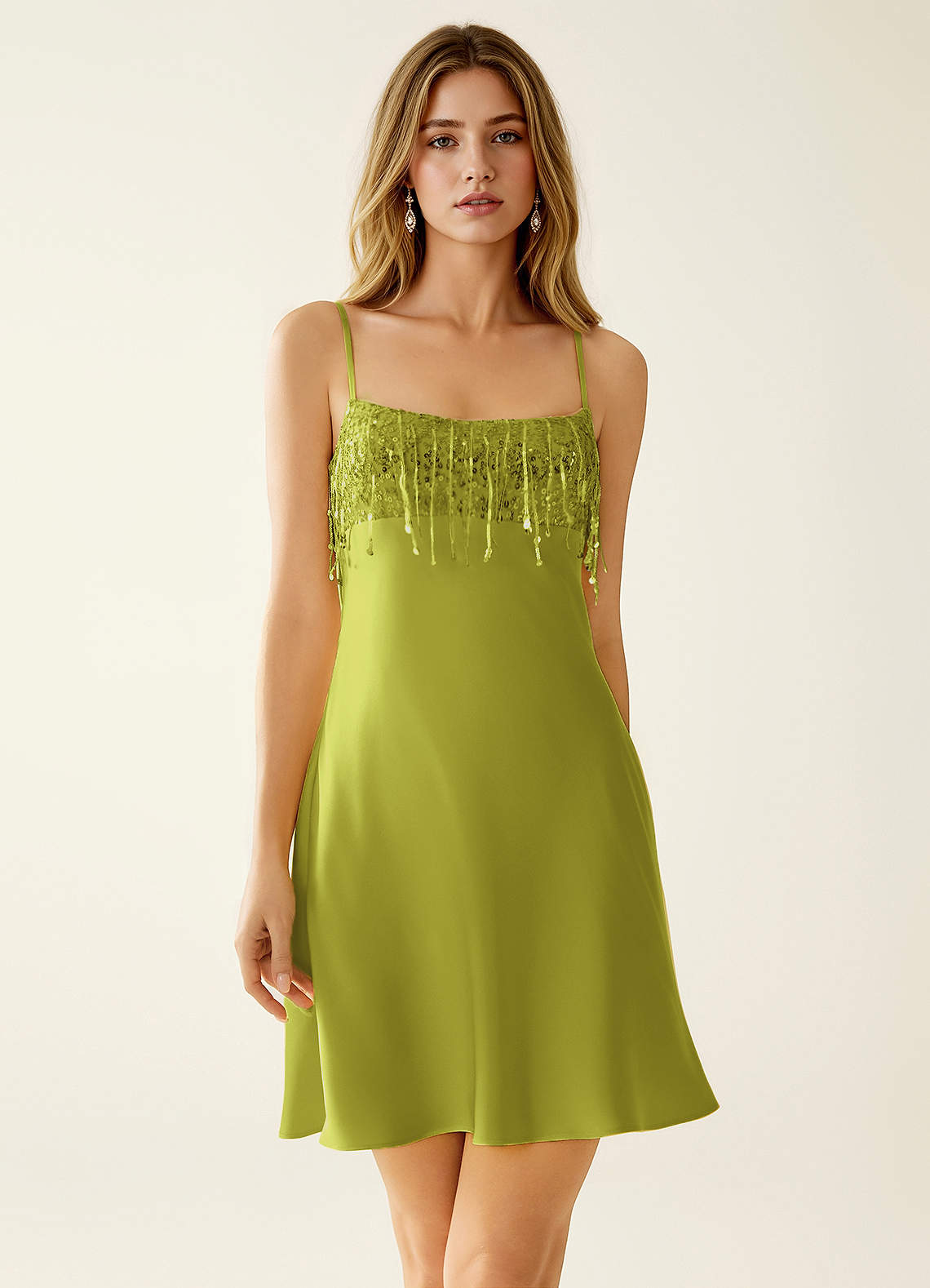 neon green mini dress Azazie A-Line Birthday Sequins Lace Beading Scoop Oh polly