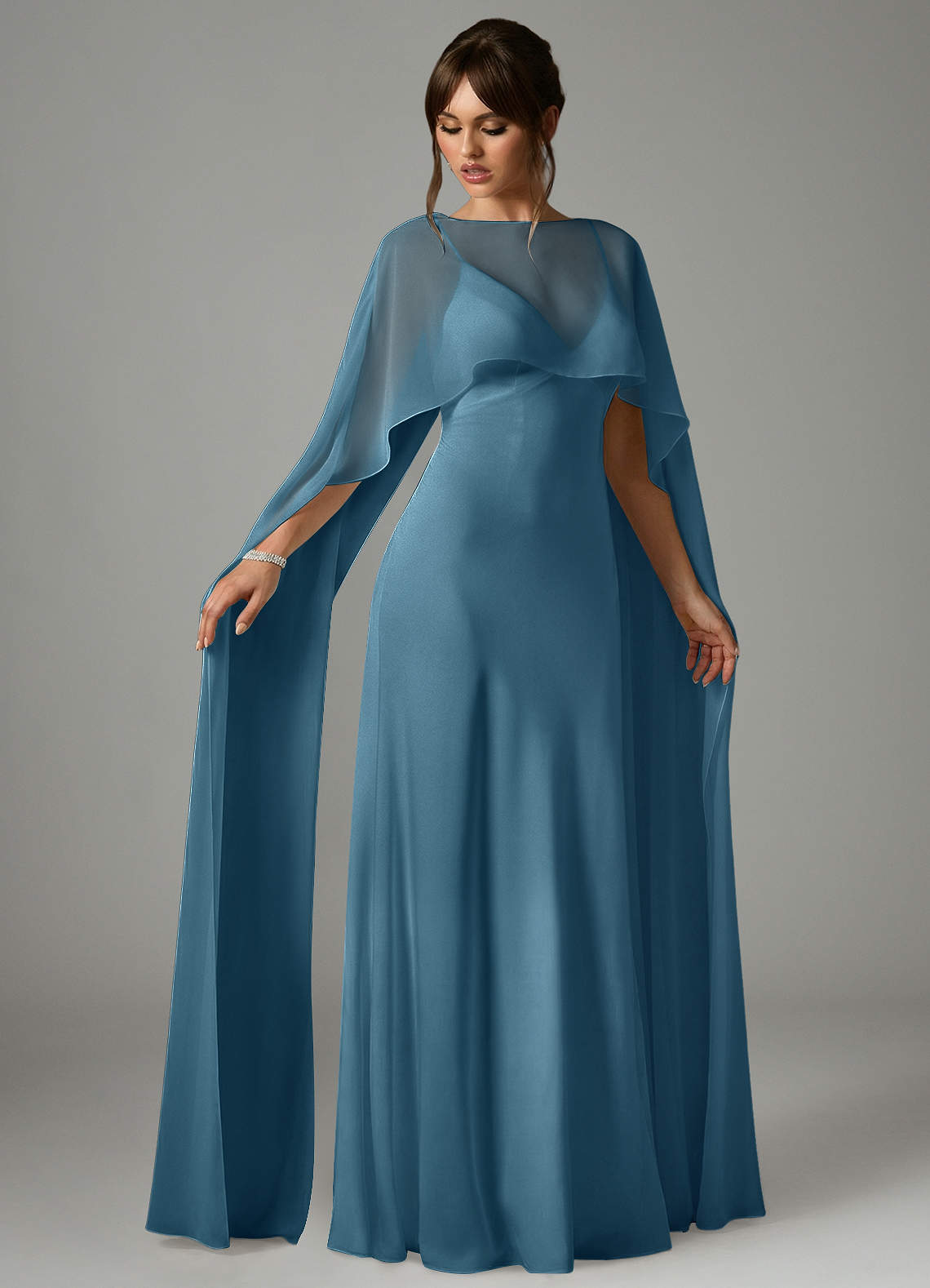 Azazie Stefania At-home Try On Dresses Black A-Line Stretch Satin Dress image2