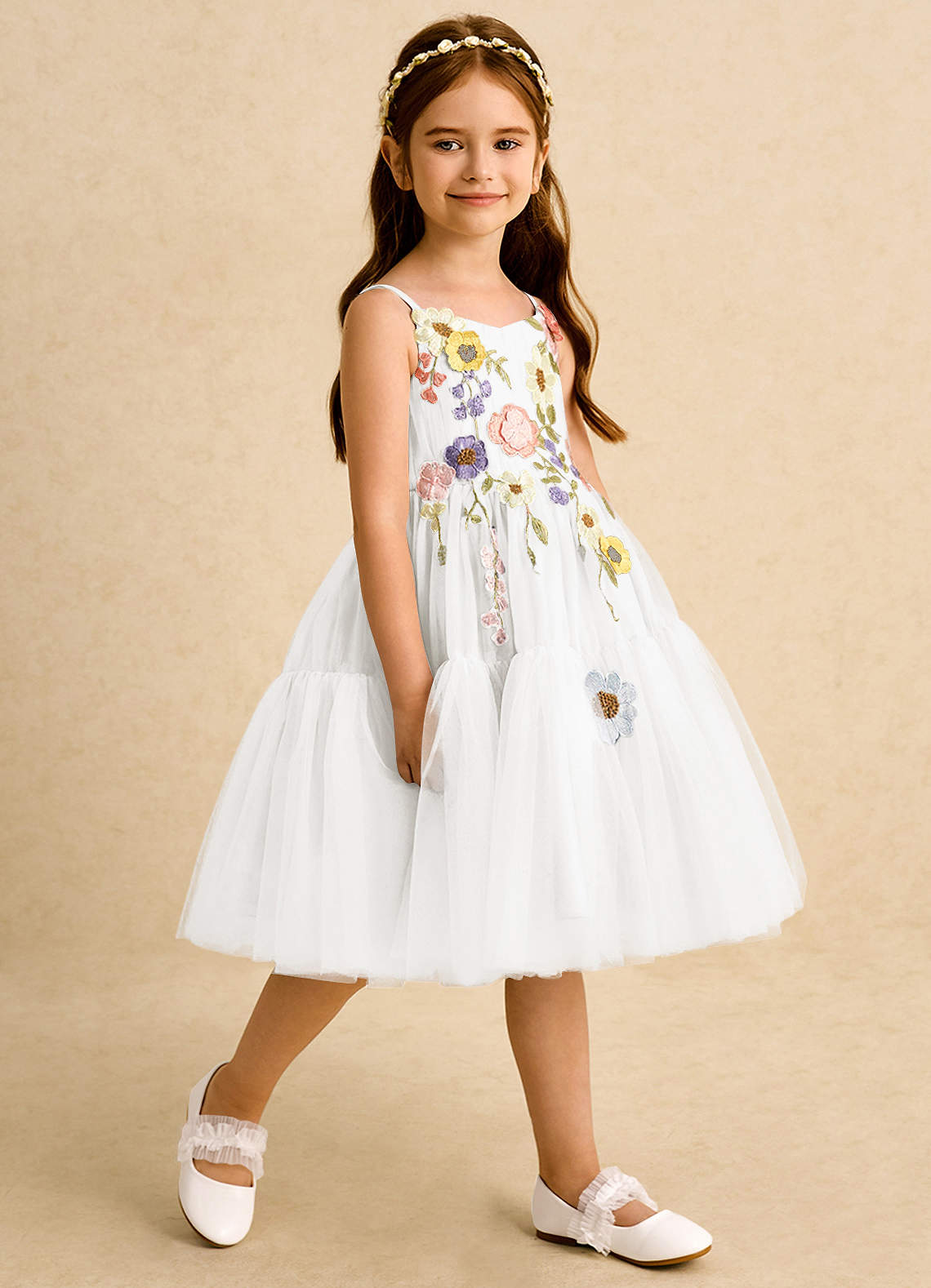 front Flache Schuhe mit Rüschenriemen für Mädchen