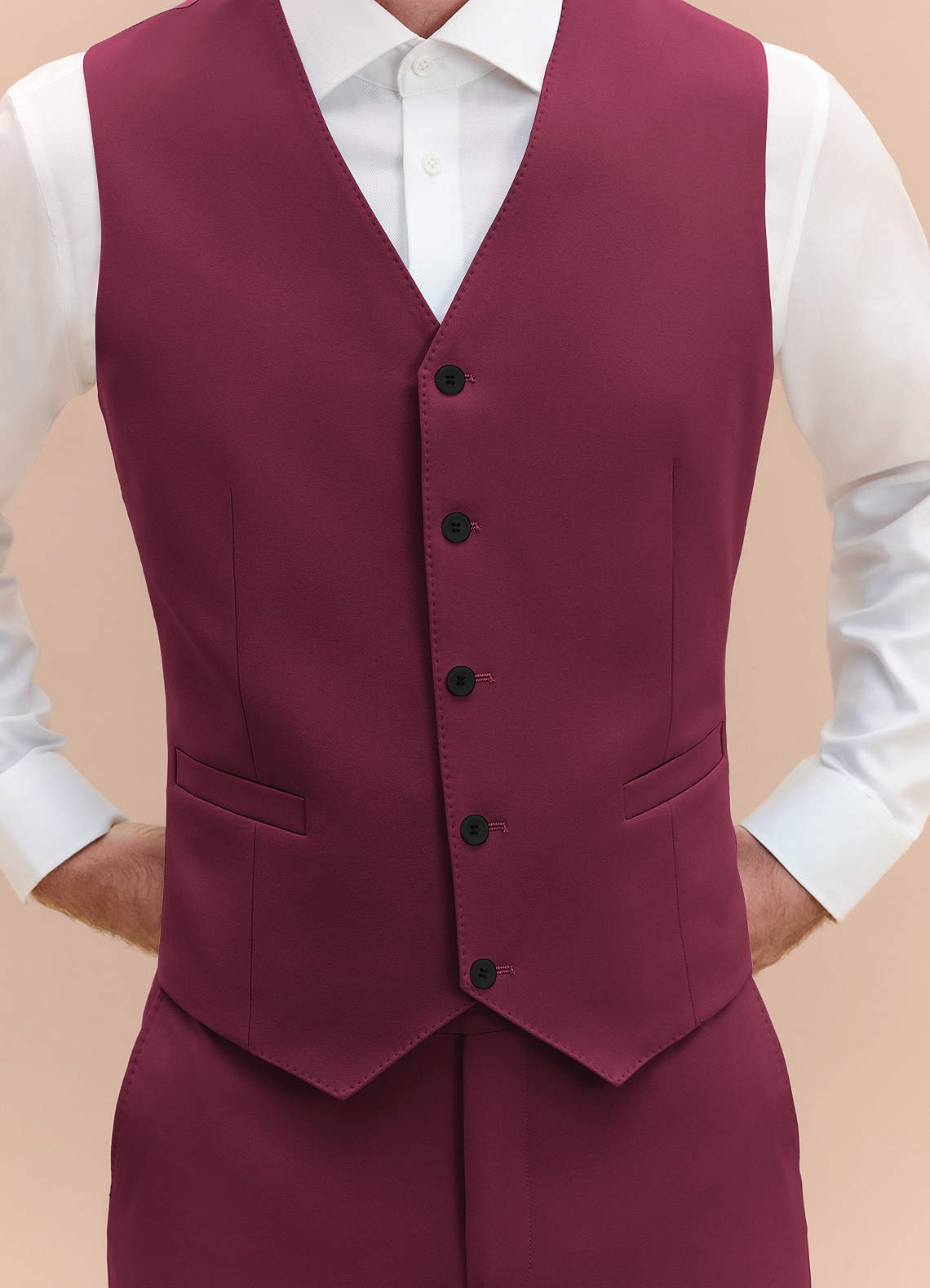 front James Burgundy Structured Stretch Suit Vest