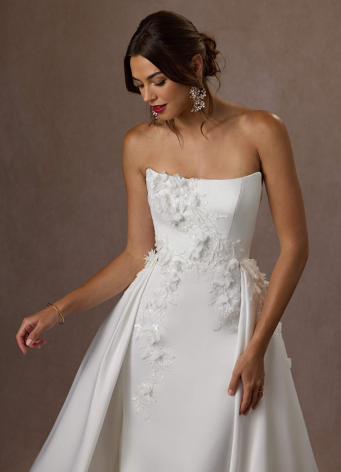 Azazie Sersi Wedding Dresses Diamond White Mermaid Strapless Matte Satin Dress image9