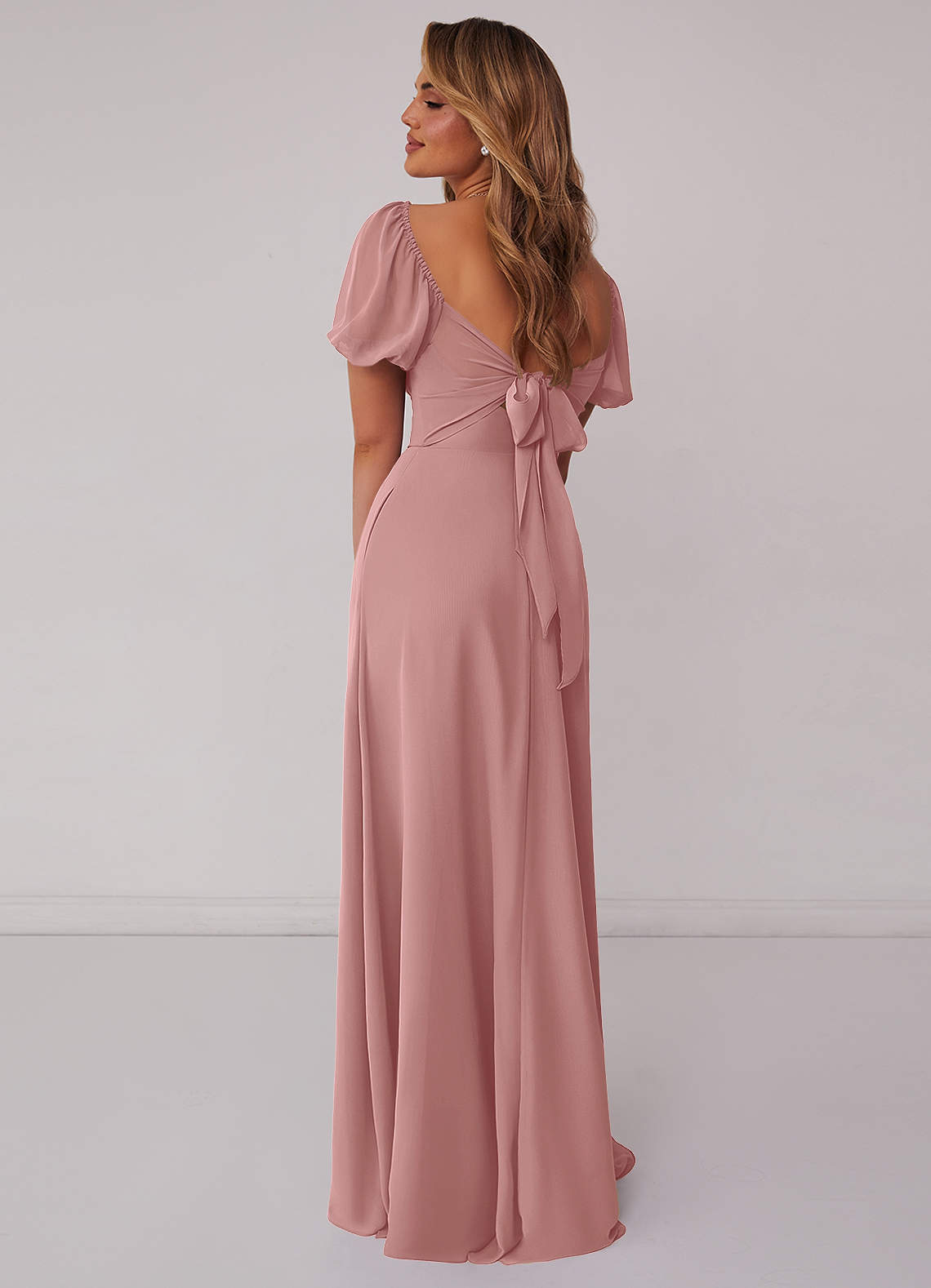 Barbie™ ❤ AZAZIE 1003 Ready to Ship Dusty Rose Chiffon Bridesmaid