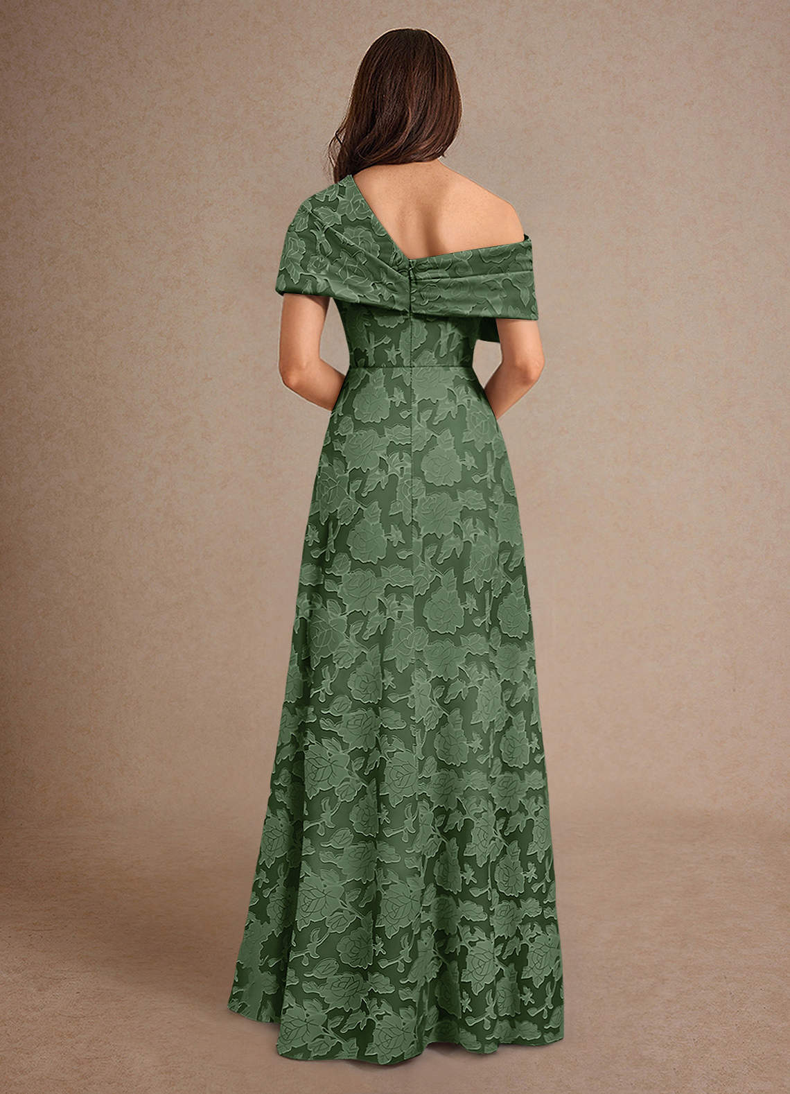 Azazie Milton Mother of the Bride Dresses Eucalyptus A-Line Pleated Floral Burnout Dress image1