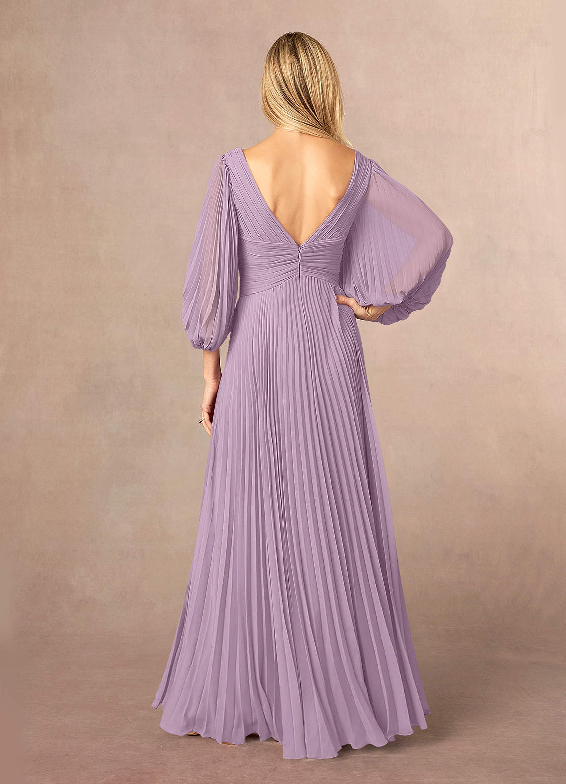 A-line Backless Pleated Chiffon Maxi Dresses Wisteria