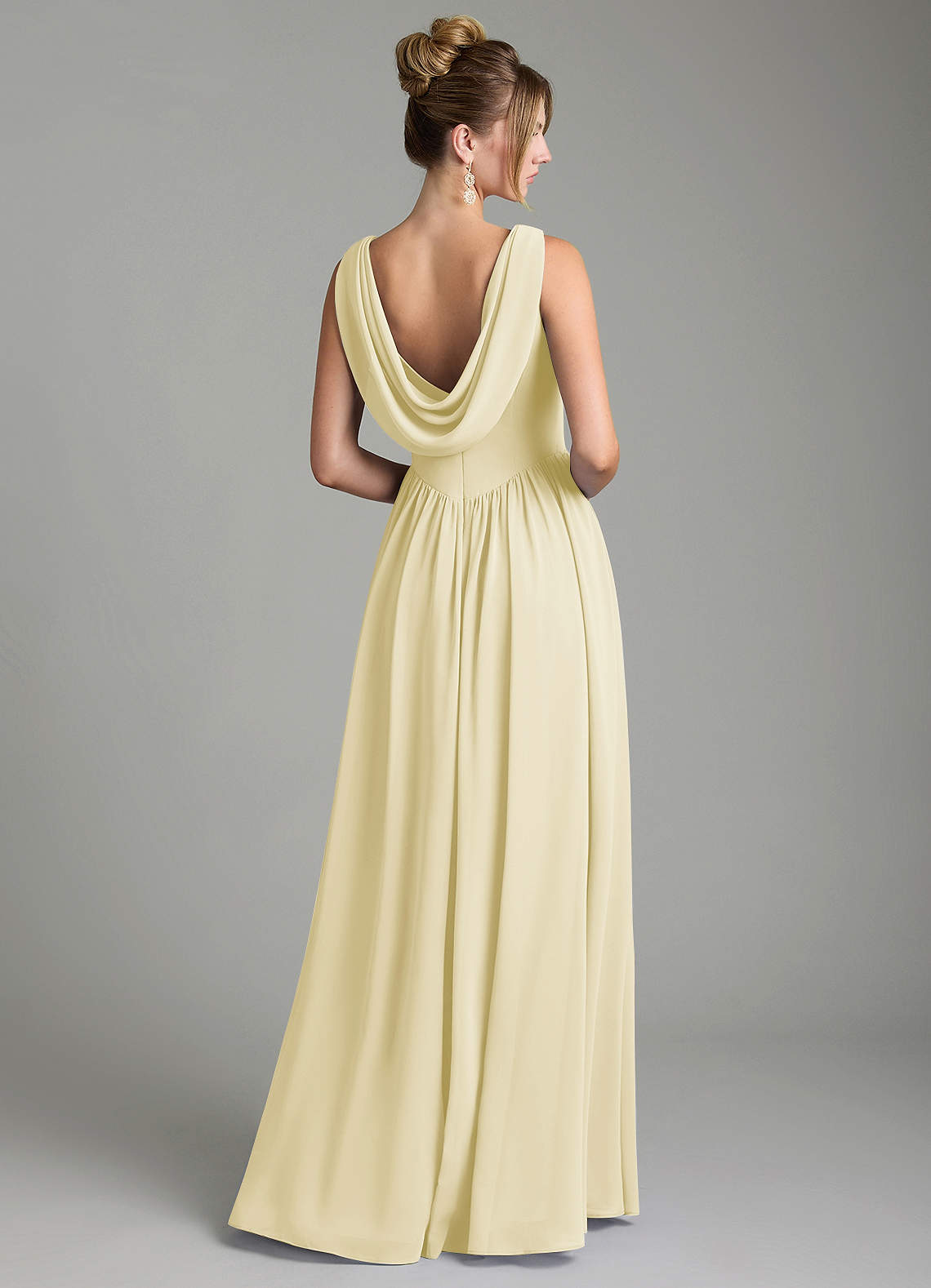 Azazie Novi Brautjungfernkleider Eine Linie Plissee Chiffon Kleid Zitronensorbet image4