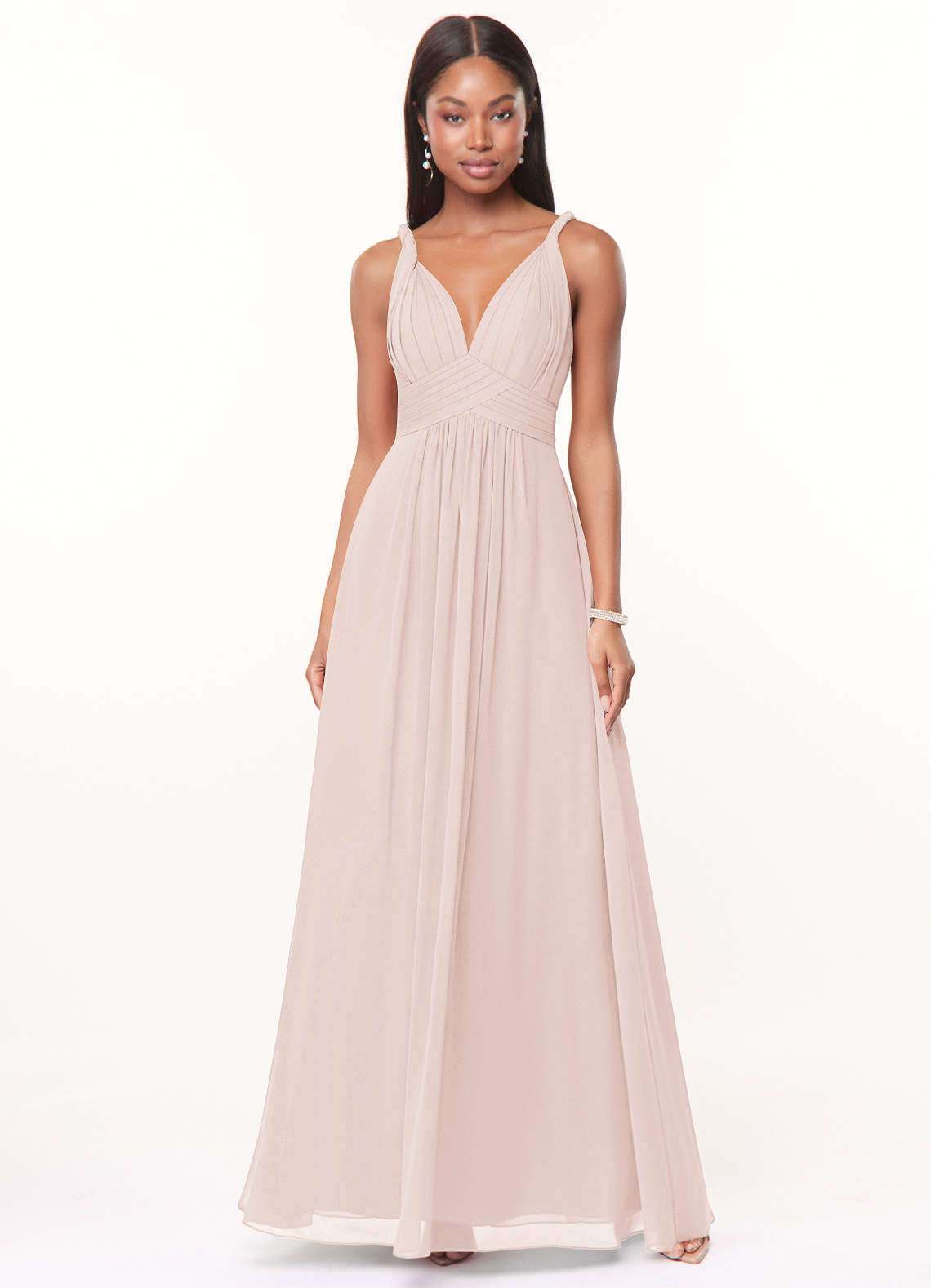 Azazie Maren Abiti da Damigella Abito A-Line in Chiffon Plissettato Petalo Di Rosa image1
